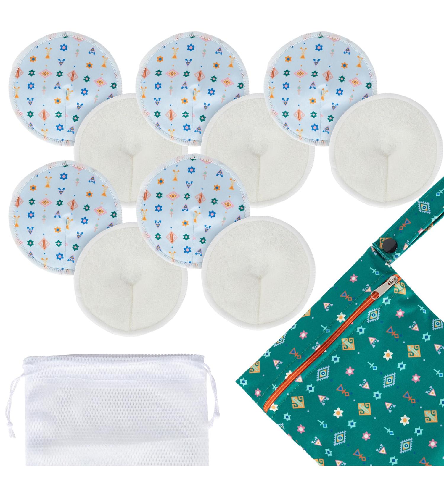Organic Washable Nursing Pads - Ultra Absorbent Reusable Breastfeeding Pads with Laundry & Waterproof Bag - 5 Pairs for Postpartum Care - Buy Online on GoSupps.com