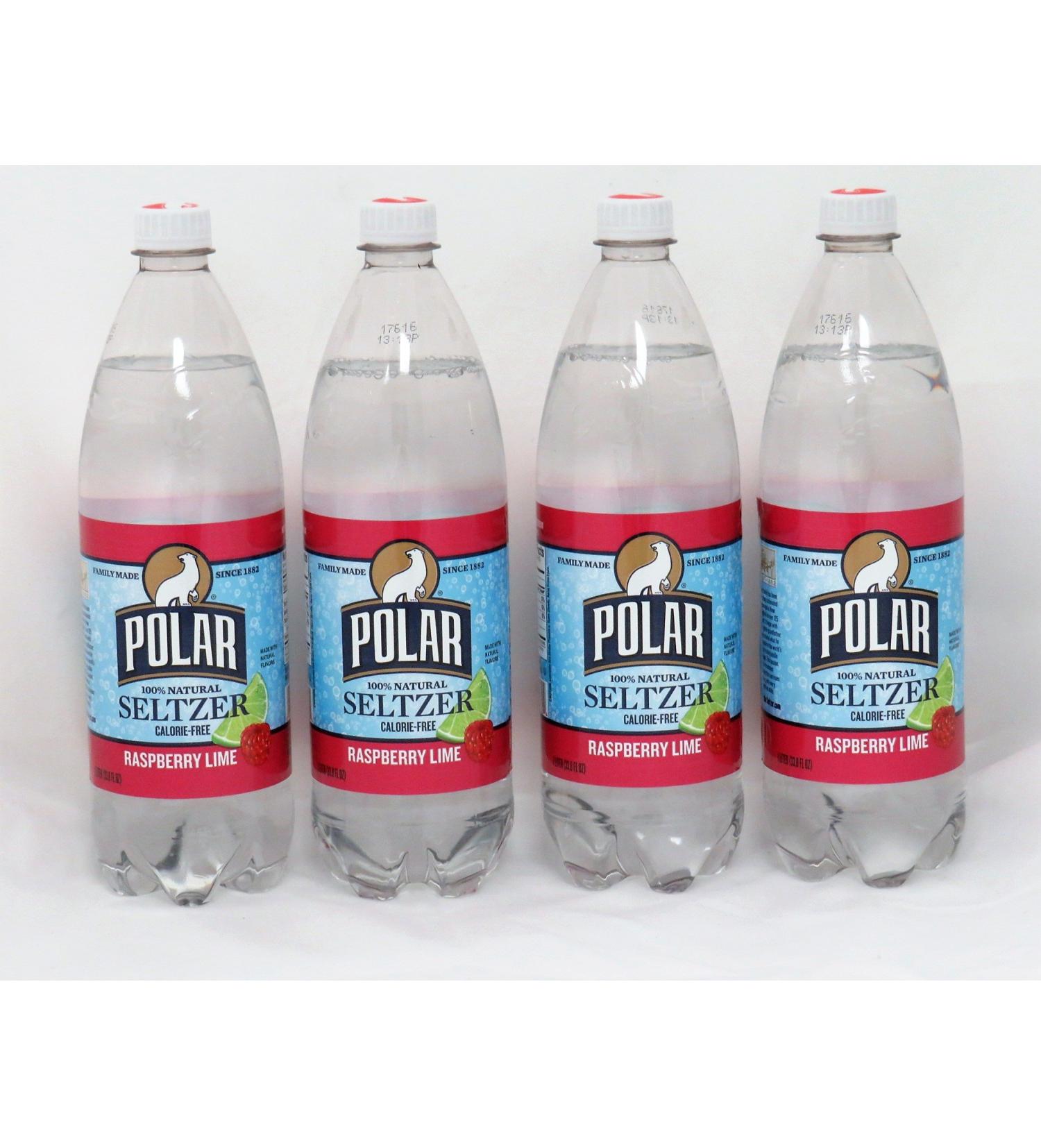 Raspberry Lime Seltzer by Polar Beverages 1 liter (33.8 fl oz) Bottles (4 Bottles)