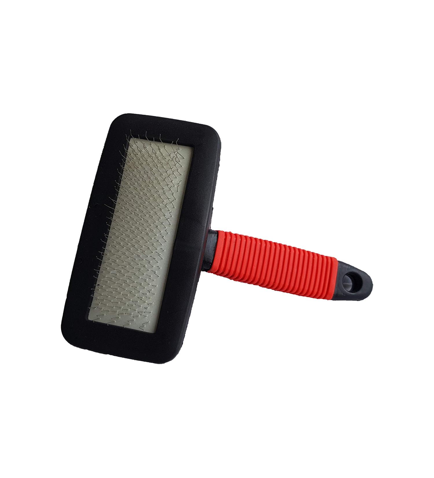 Lambskin Brush for Pets - Universal Care Brush for Dogs & Cats | Soft Grip Long & Short Hair Fur Brush | Black/Red - Buy Online on GoSupps.com