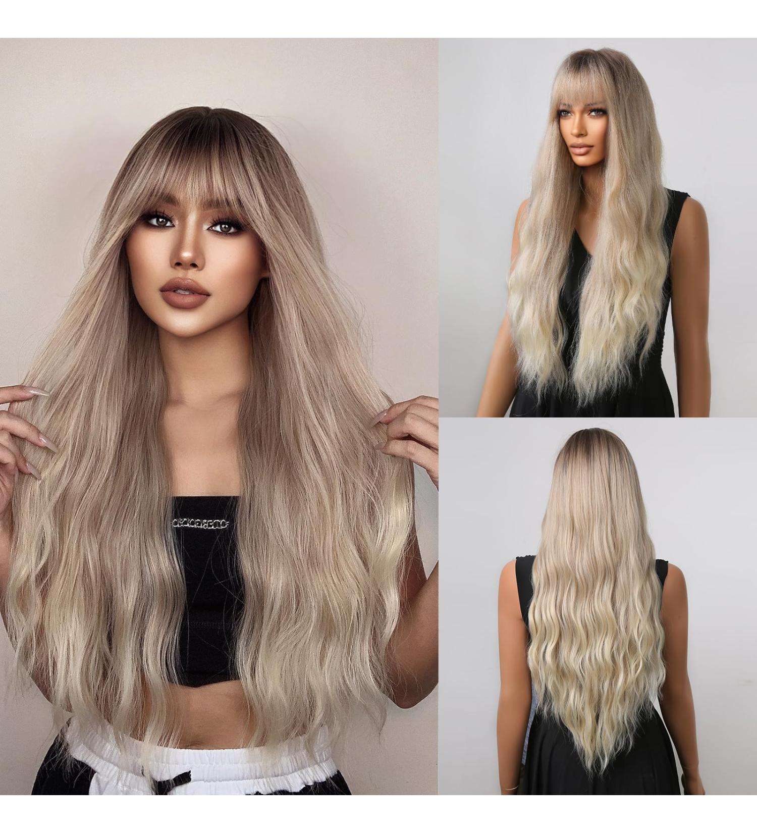 Shop Testar 28 Inch Ombre Blonde Wig - Natural Curly Wavy Hair for Everyday Halloween Party & Cosplay - Buy Online on GoSupps.com