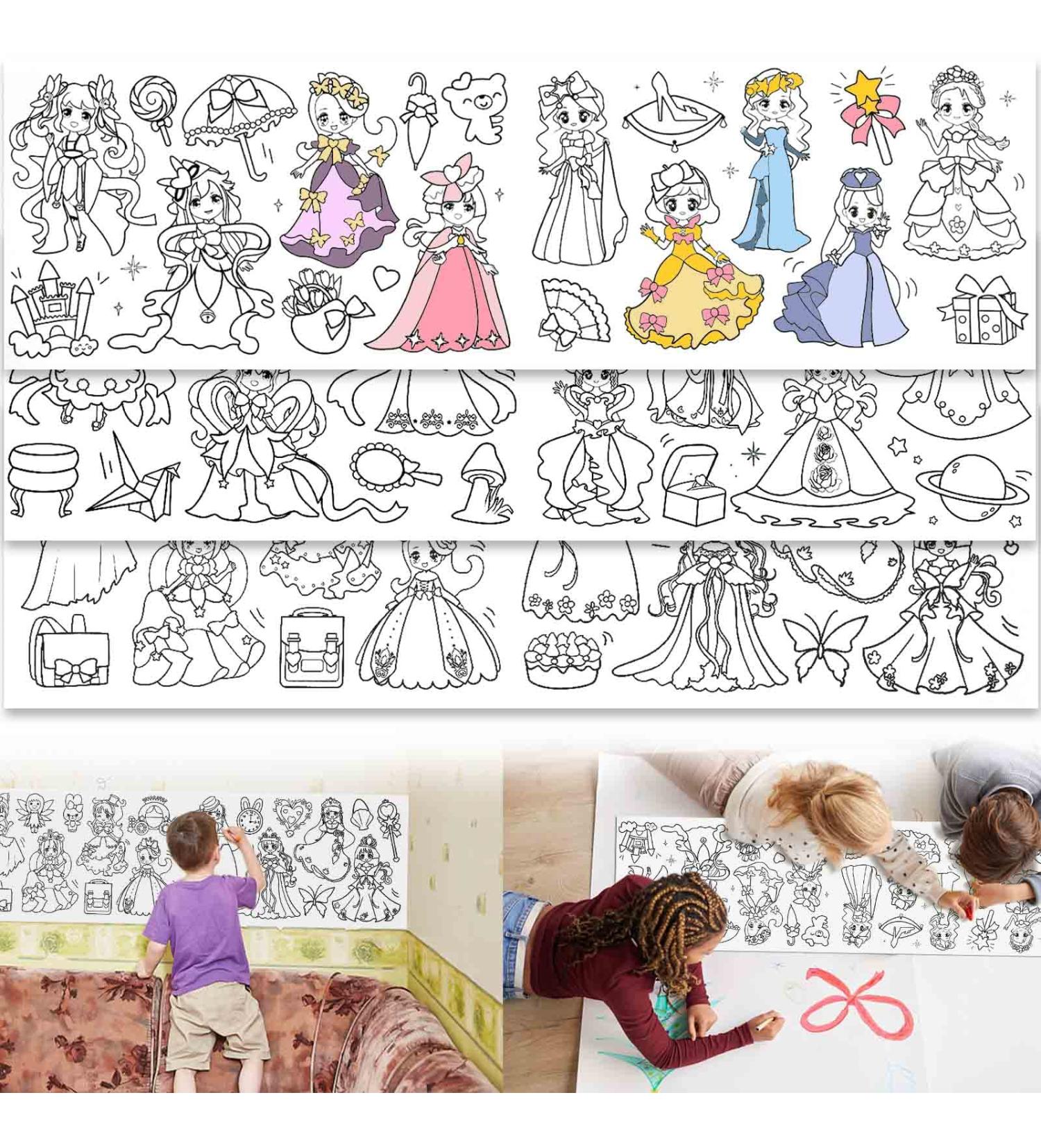 2023 Kids Drawing Roll- DIY Sticky Paper Roll for Children's Painting Activities - Early Educational Toy for Kids - Cute Princess Theme - 120 * 11.8 Inches - Buy Online on GoSupps.com