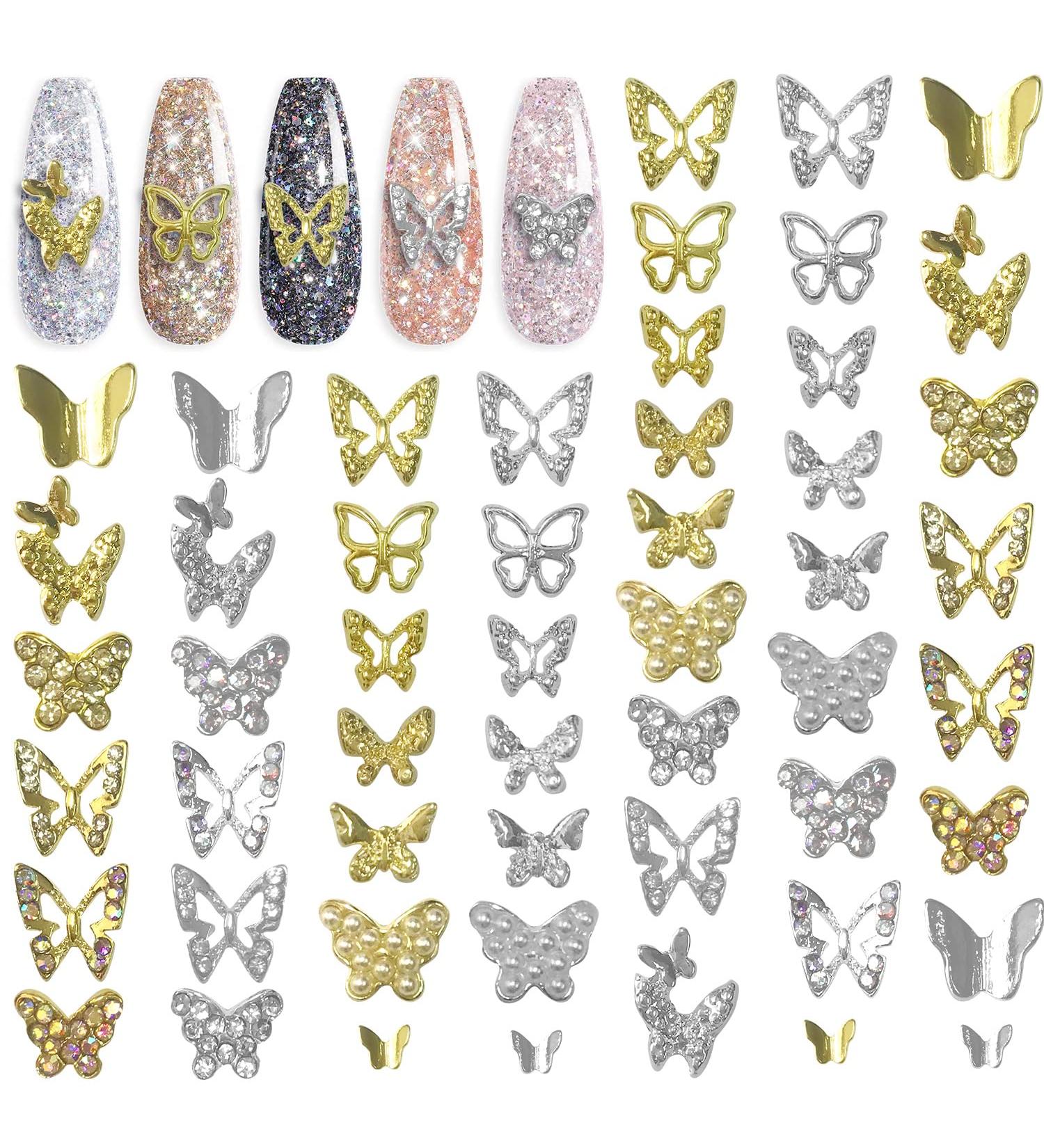 Qililandiy 52 Pieces Butterfly Nail Charms 3D Crystal Rhinestone Nail Charms Mini Cute Nail Art Decorations for Nail Art Decorations Accessories - Buy Online on GoSupps.com
