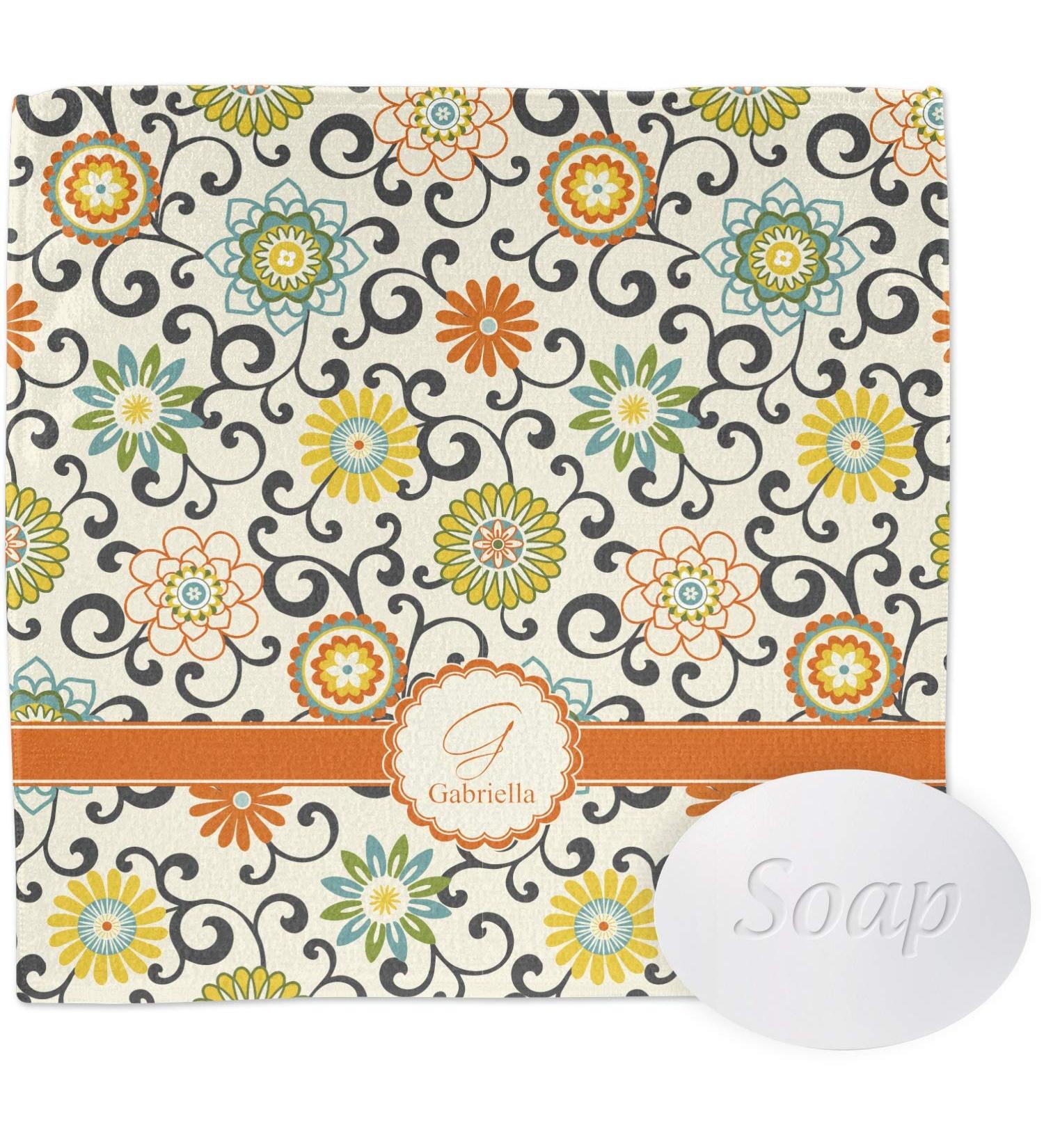 YouCustomizeIt Personalized Swirls & Floral Washcloth