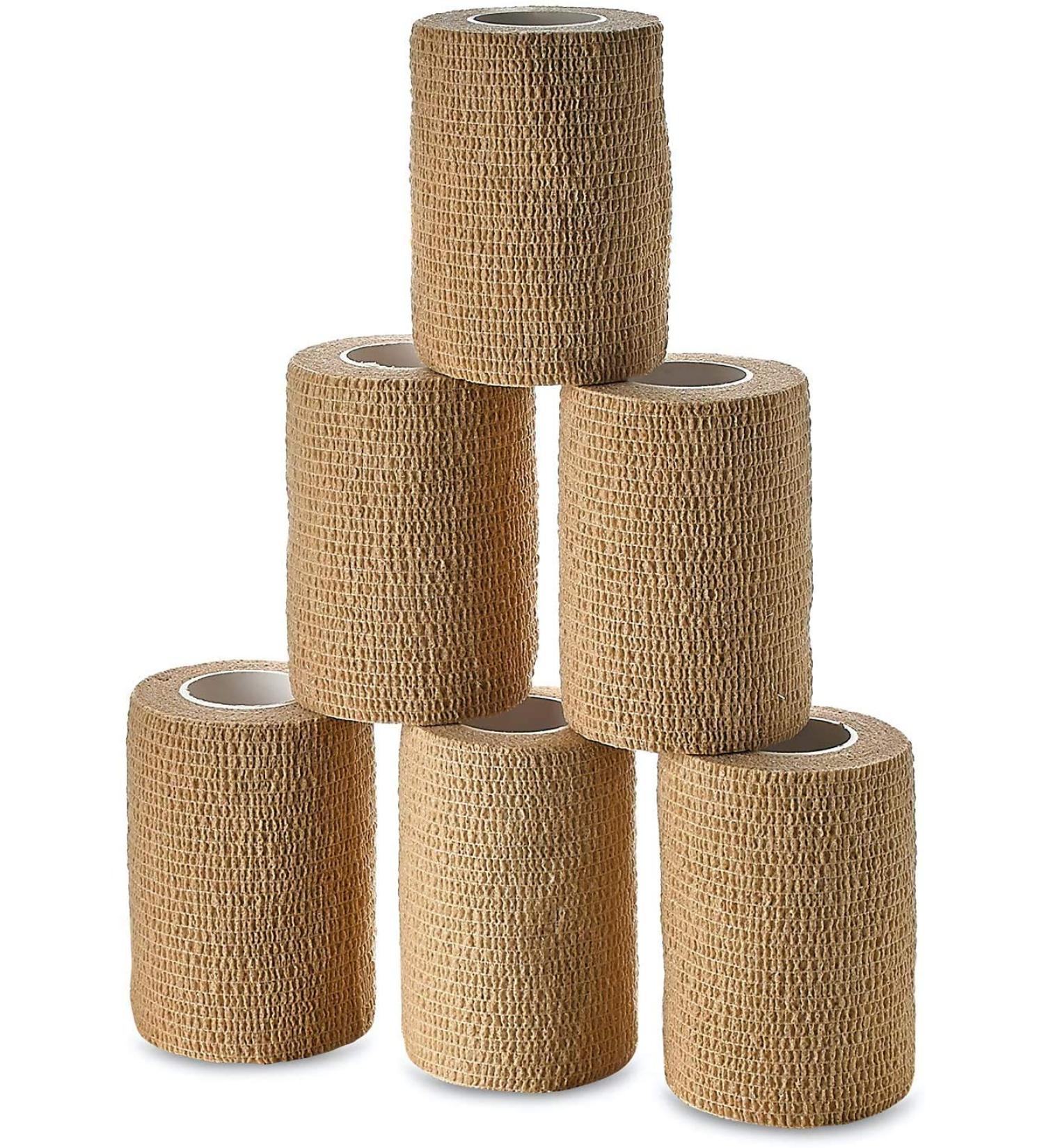 Self Adherent Wrap - Bulk Pack of 6 | Athletic Tape Rolls & Sports Wraps for Ankle Sprains & Swelling | Non-Woven Adhesive Bandage (3 in x 5 Yards) - Beige - Buy Online on GoSupps.com