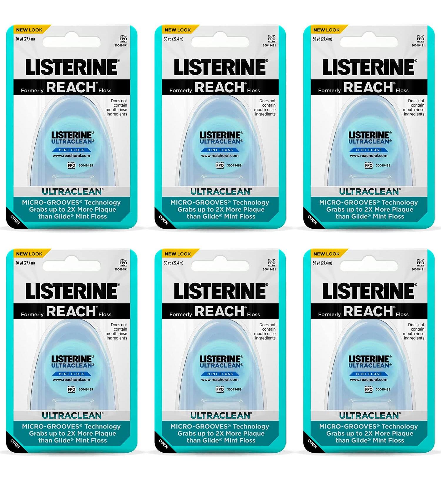 Listerine Ultraclean Dental Floss, Mint-Flavored, 30 Yards (Pack of 6) - Oral Care Essential - Buy Online on GoSupps.com