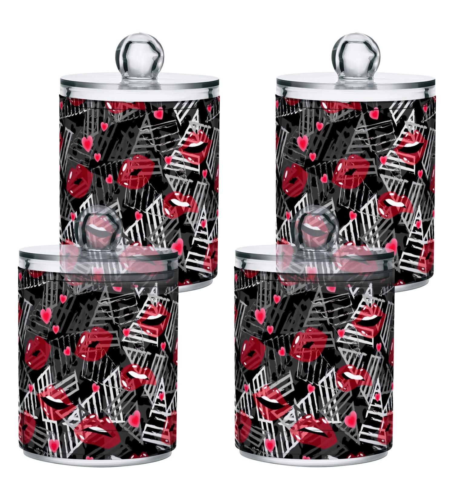 Buy Gairing Q Tip Spender Lips - 4 Pack Abstract Print | Stylish Bathroom Accessories - Buy Online on GoSupps.com