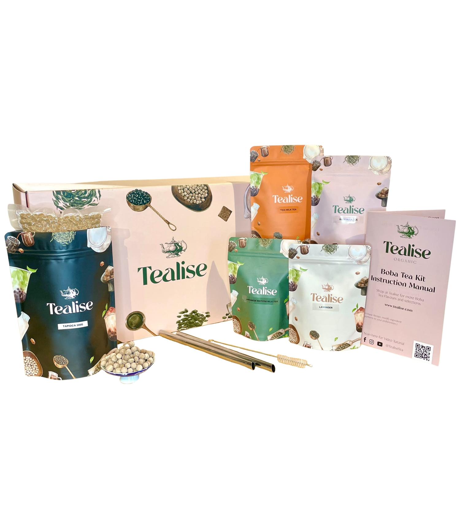 Tealise Classic 4 Milk Tea 16 Serving Bubble Tea Kit with 2 packs of Black tapioca - Buy Online on GoSupps.com