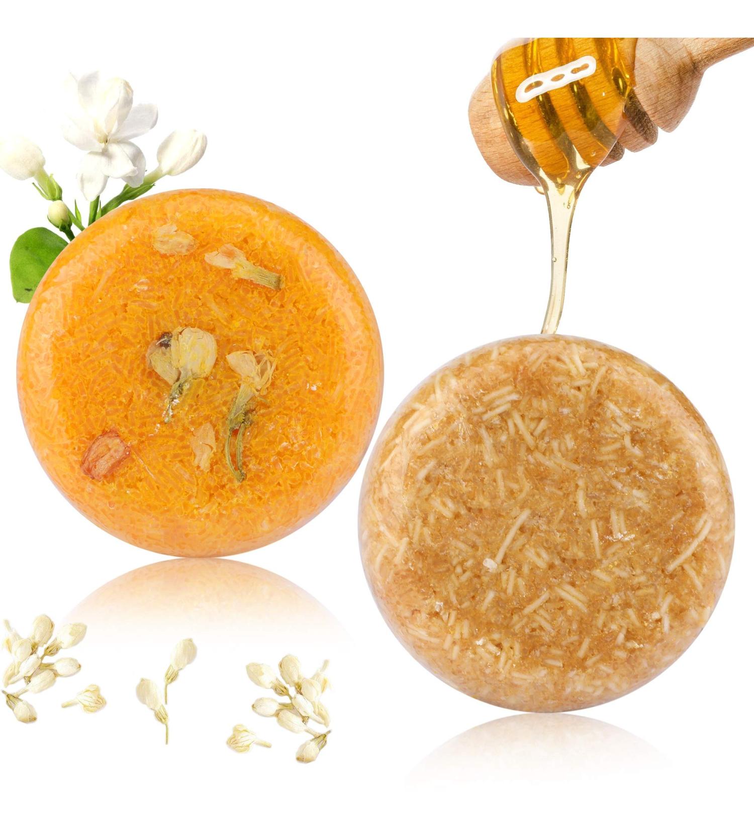 PHOGARY 2PCS Shampoo Bar Hair Soap Various Fragrances Natural Plant Essence Shampoo for Dry and Damaged Hair (Jasmine + Honey) - Buy Online on GoSupps.com