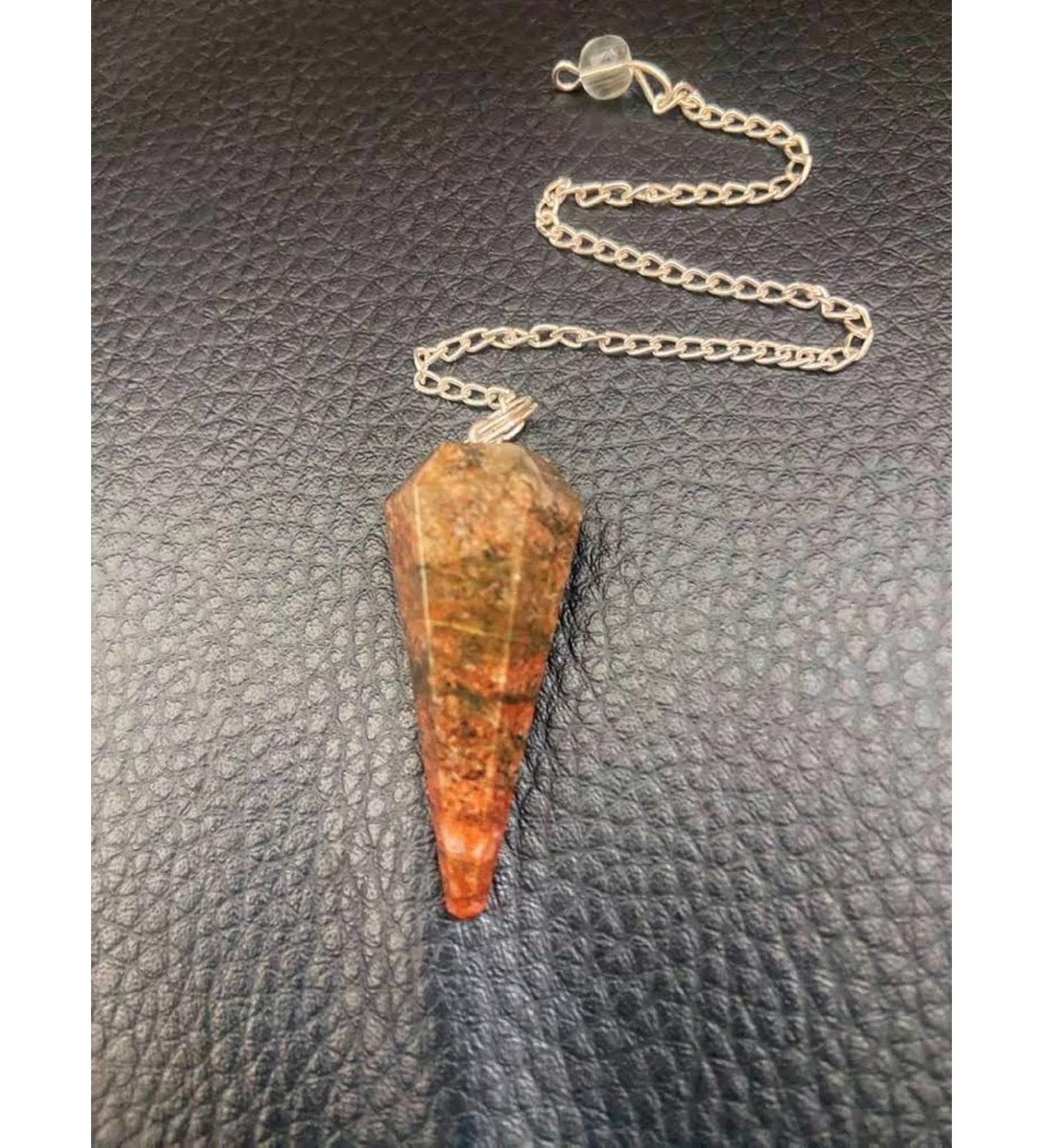 Unakite Crystal Pendulum for Divination Healing and Chakra Balancing - Handcrafted Dowsing Tool with Silver Chain - Spiritual Insights with Unakite Gemstone - Buy Online on GoSupps.com