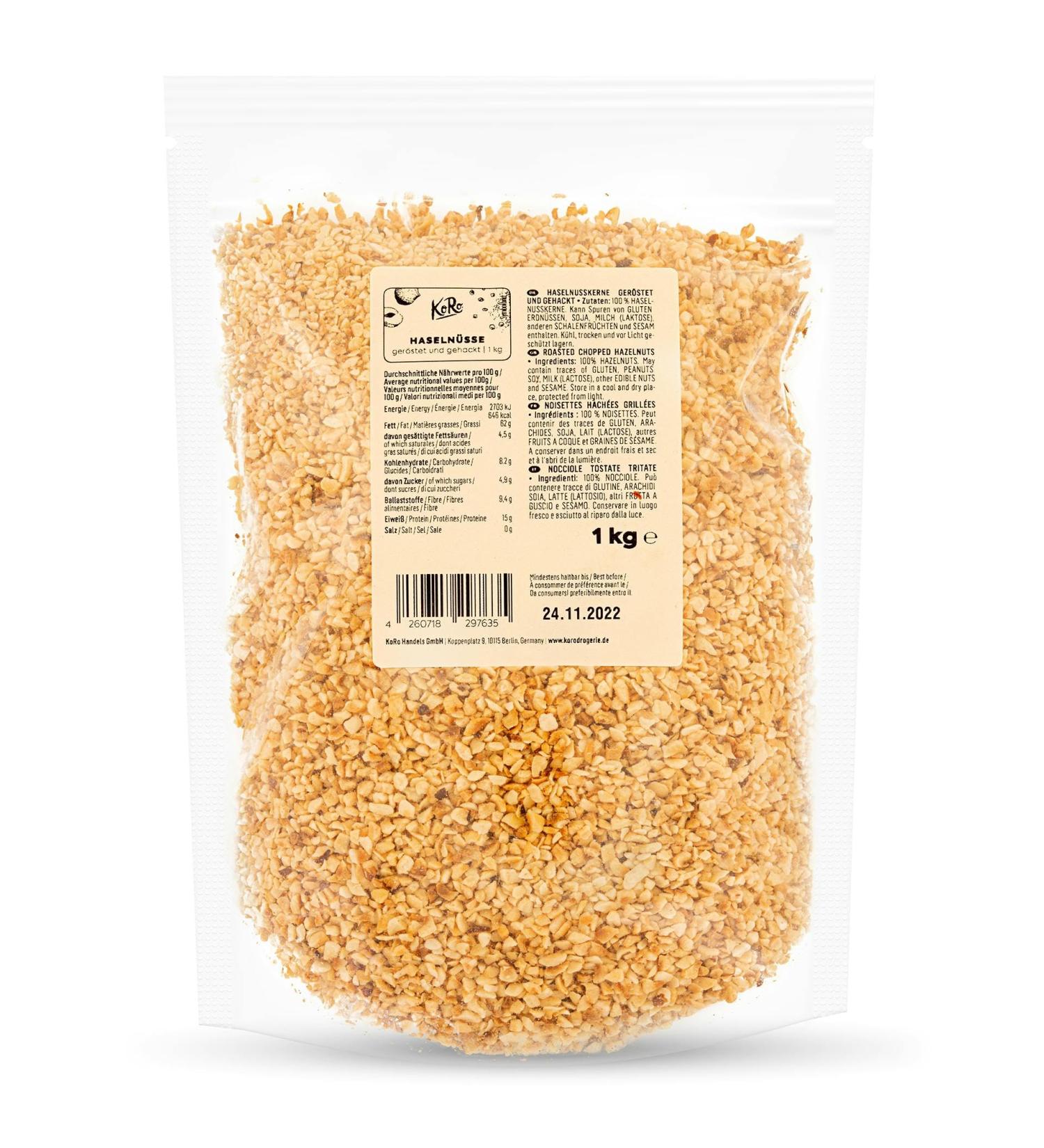 Buy KoRo Roasted and Chopped Hazelnuts 1 kg - Premium Quality International Shipping - Buy Online on GoSupps.com