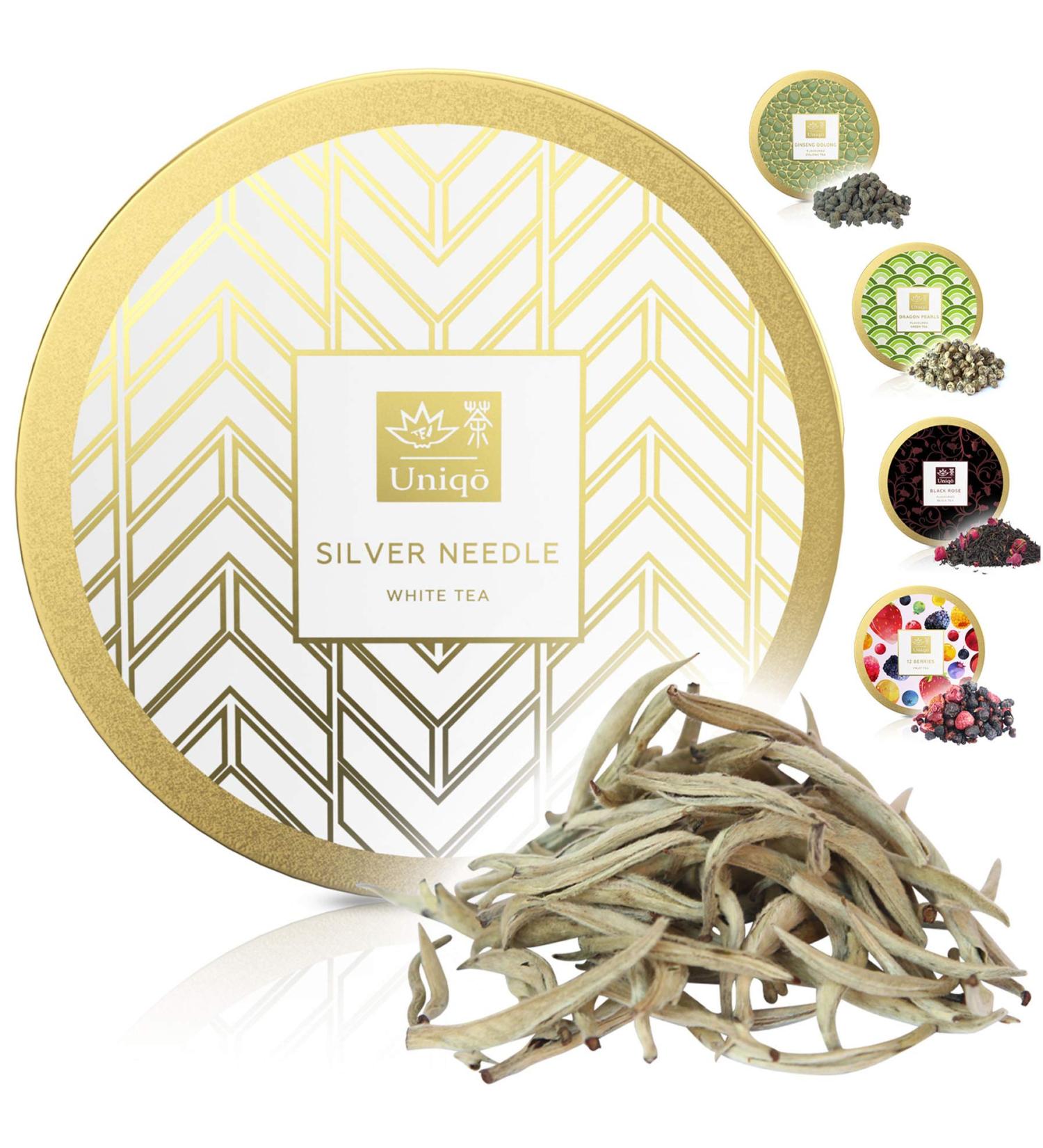 Buy TEA Uniqo Silver Needle - Premium White Tea (Yin Zhen) - Loose Leaf in Elegant Gift Box - Pure Additive-Free Taste - Buy Online on GoSupps.com