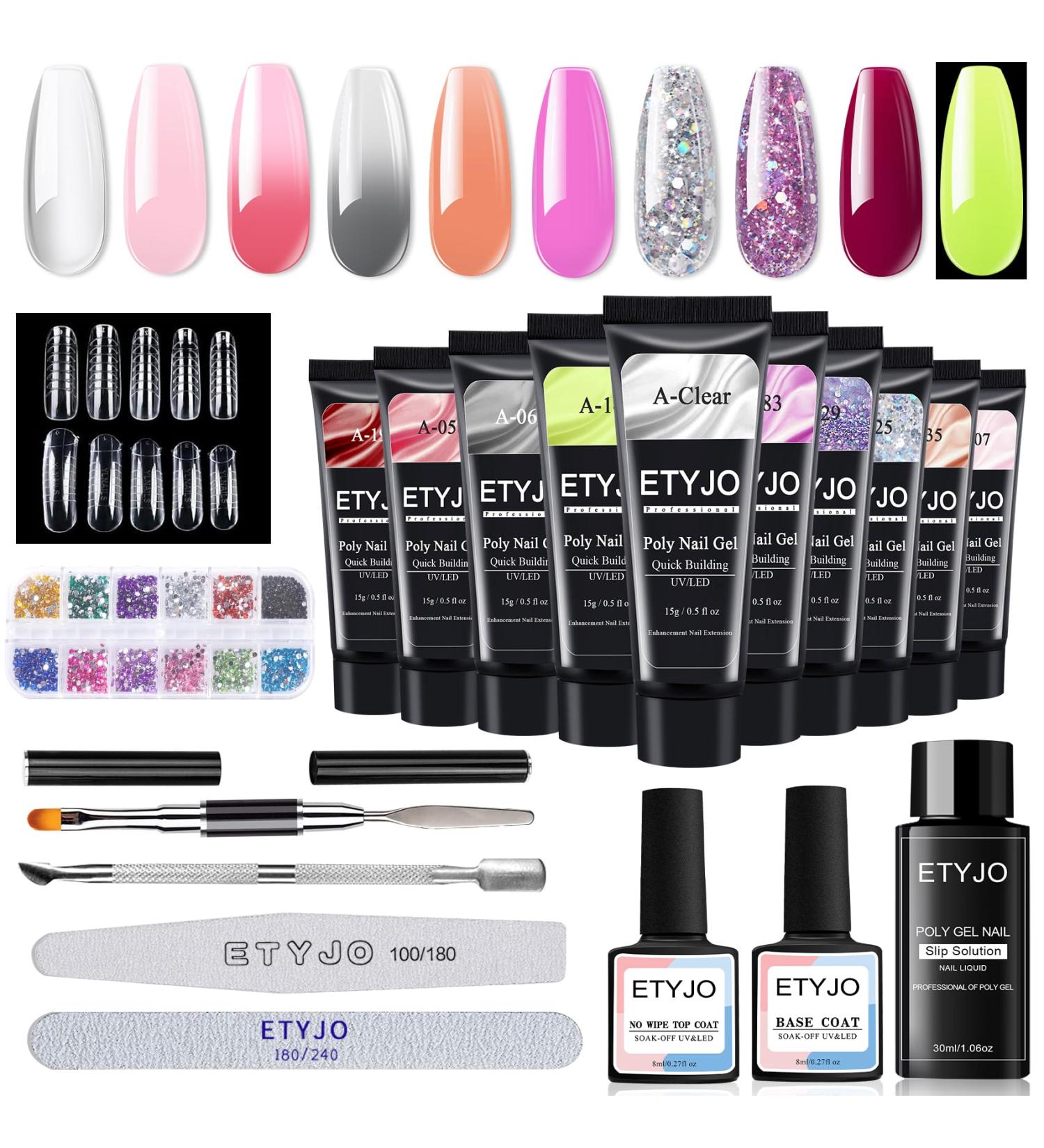 Poly Nail Gel Starter Set - 10 Color UV Gel Nail Extension Kit for Manicure & Shellac - Complete Geln gel Nail Art Set - Buy Online on GoSupps.com
