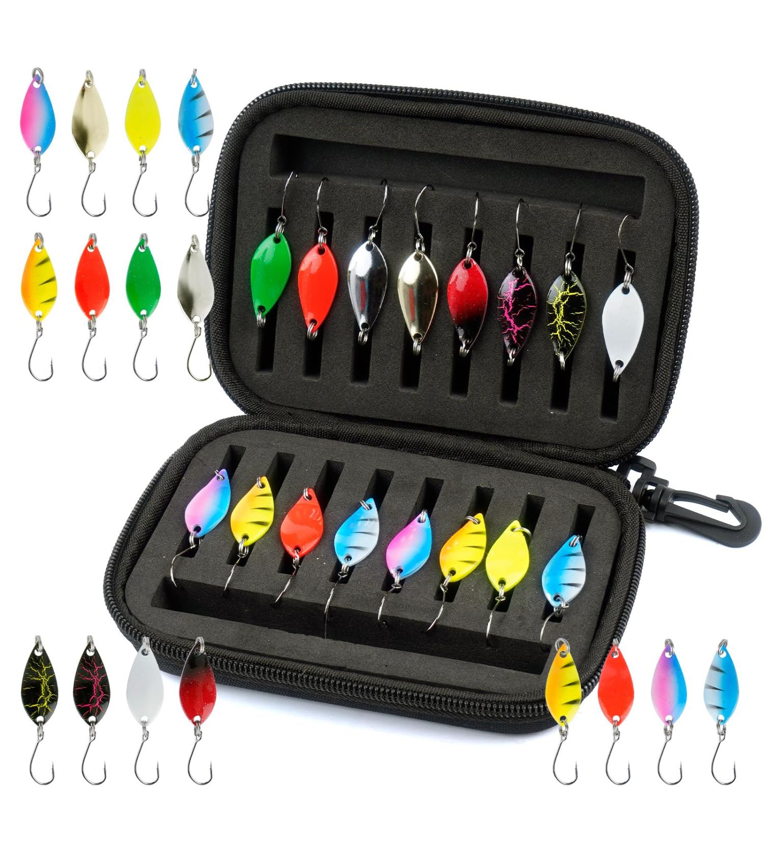 Puwowye Trout Spoon Set - 16 Pieces Fishing Bait Spinner Blinker Set for Pike Zander Barsch & Trout | 3.5g/5g with Storage Box - International Shipping - Buy Online on GoSupps.com