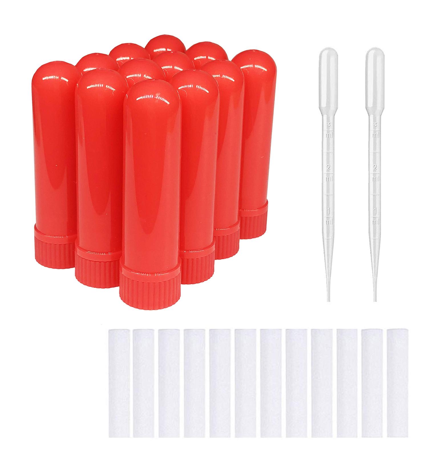 Zison 12 Sets Red Essential Oil Inhaler Sticks - Aromatherapy Tubes with Blank Nasal Inhalers and Pipette Droppers - Buy Online on GoSupps.com