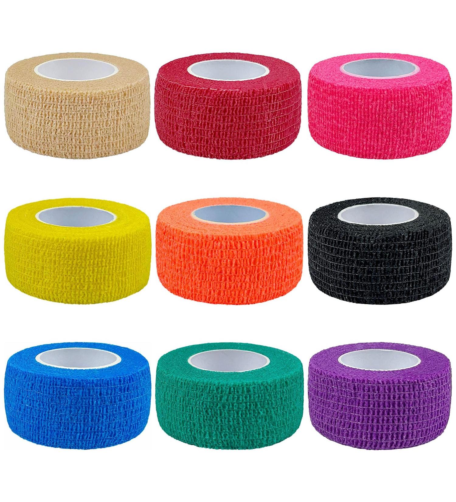 Self Adhesive Bandage Wrap - 9 Pack 1"x5 Yards Elastic Athletic Tape for Ankle Wrist Finger - Multi Color Stick Wraps for Sports - Buy Online on GoSupps.com