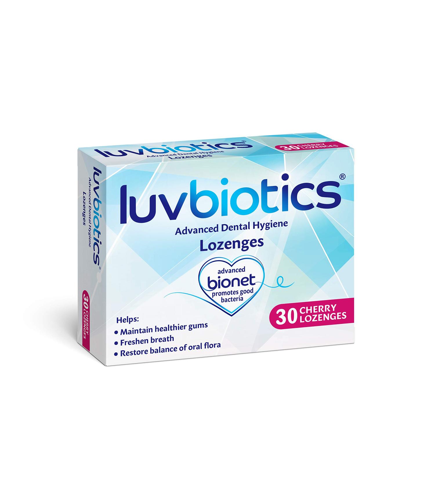 Luvbiotics Advanced Dental Hygiene - 30 Cherry Flavor Lozenges | Freshen Breath & Promote Good Bacteria | Probiotic Treatment for Healthy Mouth - 30 Count - Buy Online on GoSupps.com