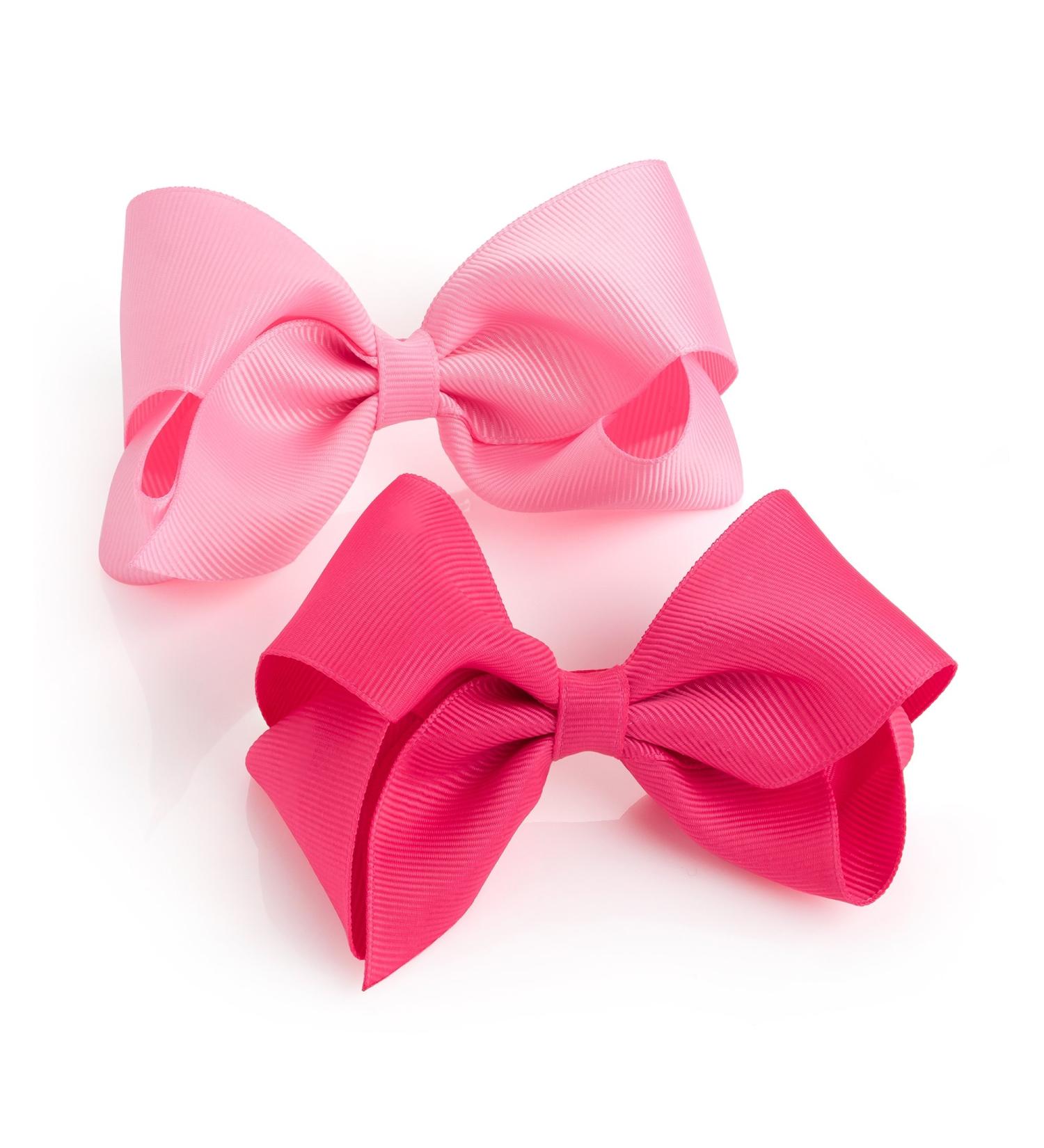Girls Bow Hair Clips Pink 1 Pair
