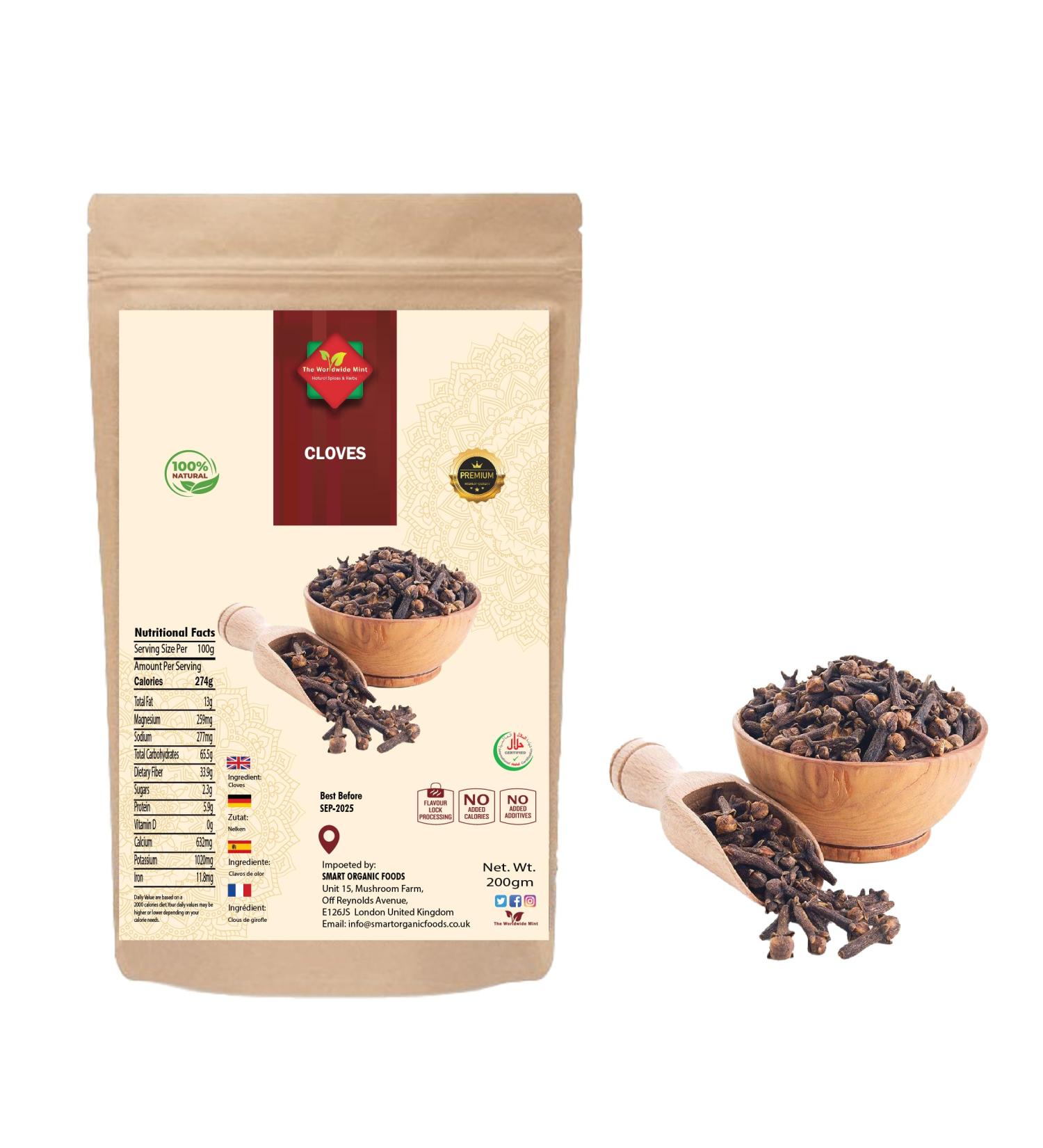 Cloves Whole 200g - Premium Quality, Sun-dried in Organic Environment - Indonesian Spice - Buy Online on GoSupps.com