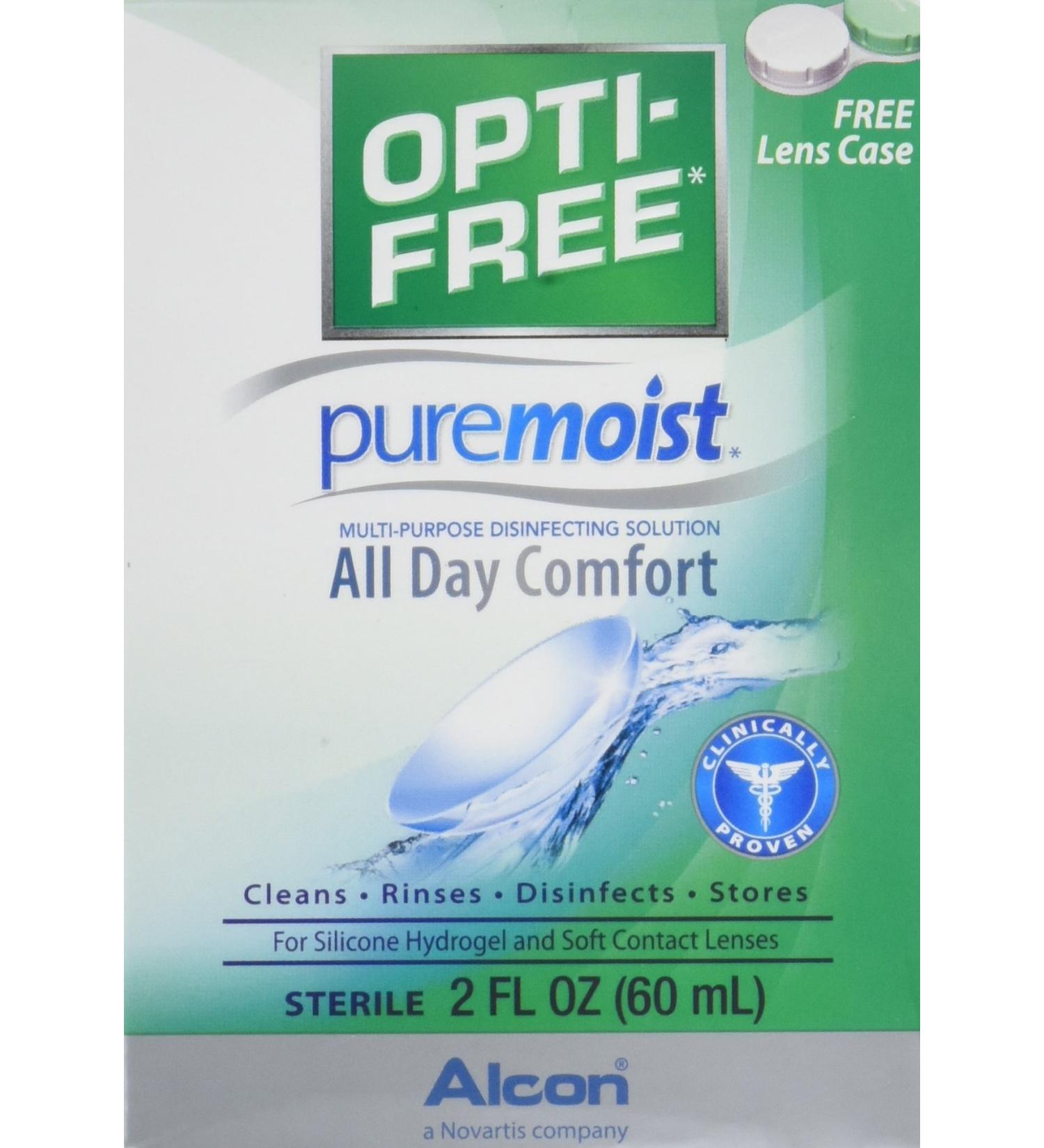 OPTI-FREE Pure Moist Multi-Purpose Disinfecting Solution, All Day Comfort 2 oz (Pack of 4)