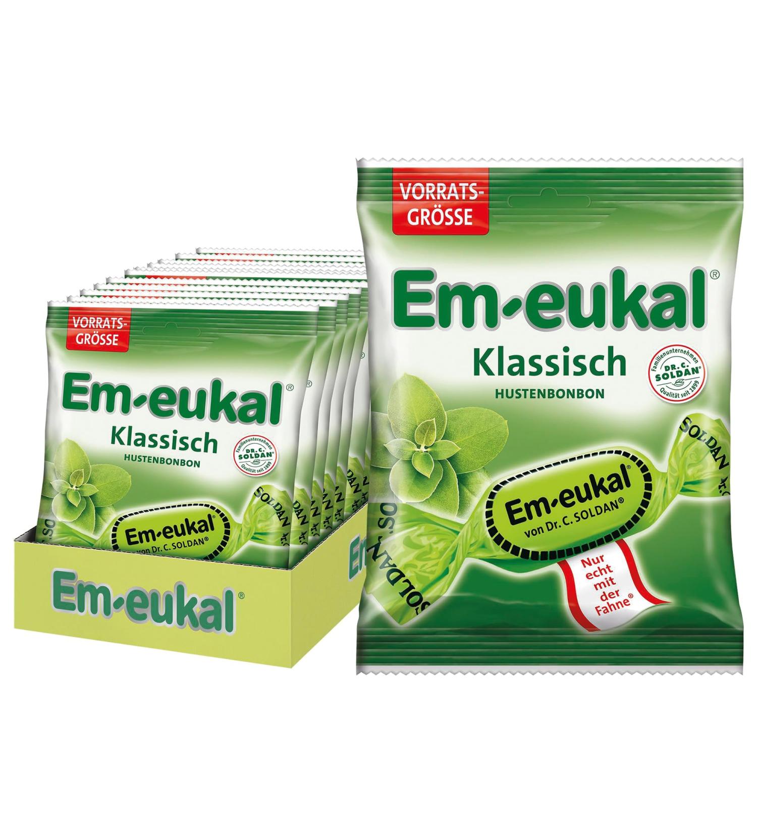 Buy Em-Eukal Classic Cough Drops with Sugar - Eucalyptus Flavor 150g (12 Pack) - International Shipping Available - Buy Online on GoSupps.com