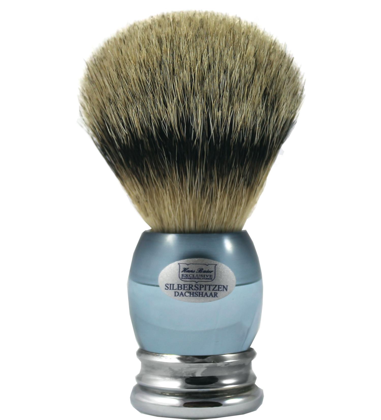 Hans Baier Exclusive Shaving Brush Acrylic Aquamarine Blue with Metal Base - Size 3