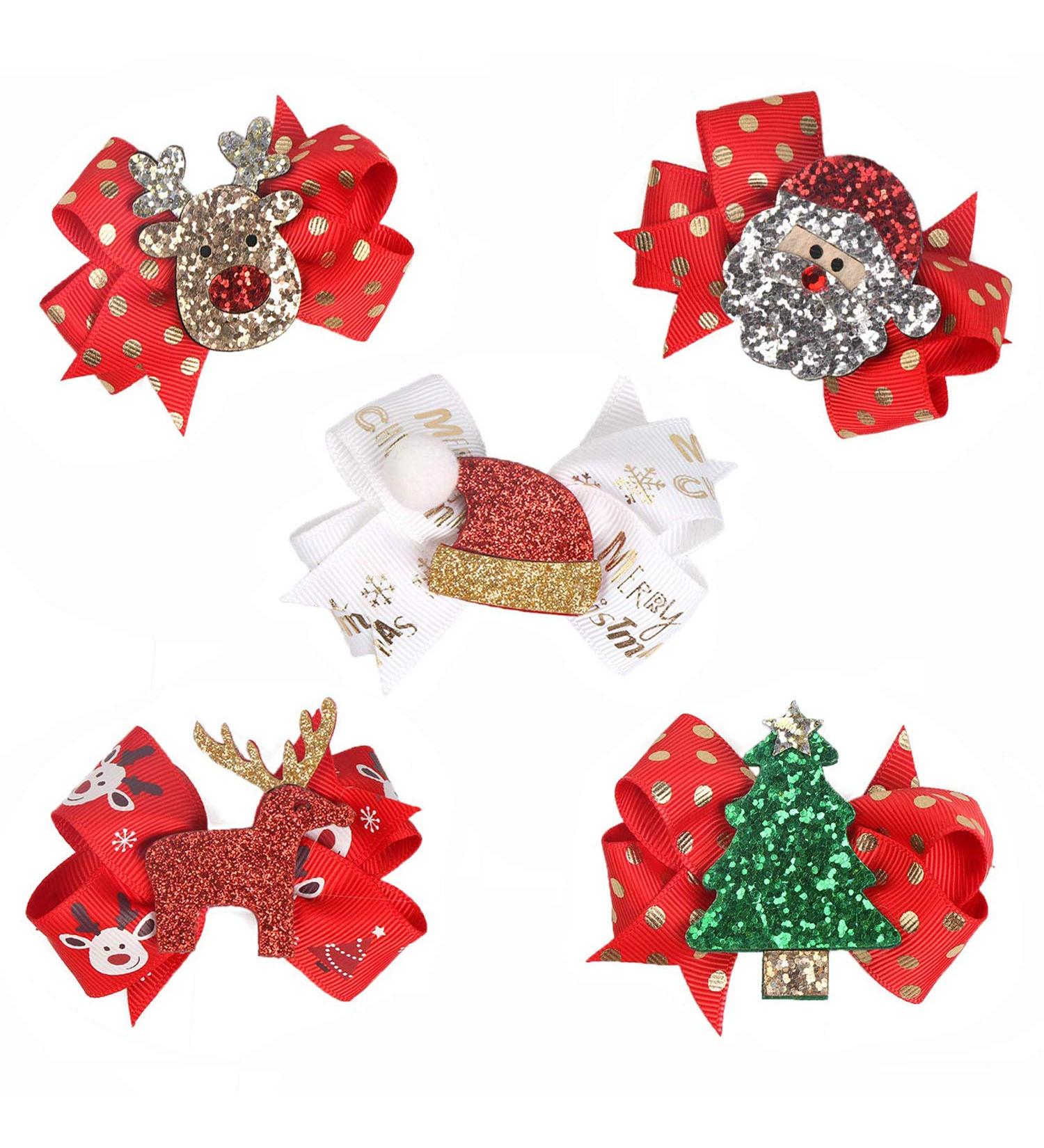 5 Piece Christmas Hair Clips Set for Girls - Festive Loop Hair Accessories for Kids | Perfect for Parties & Festivals - Buy Online on GoSupps.com
