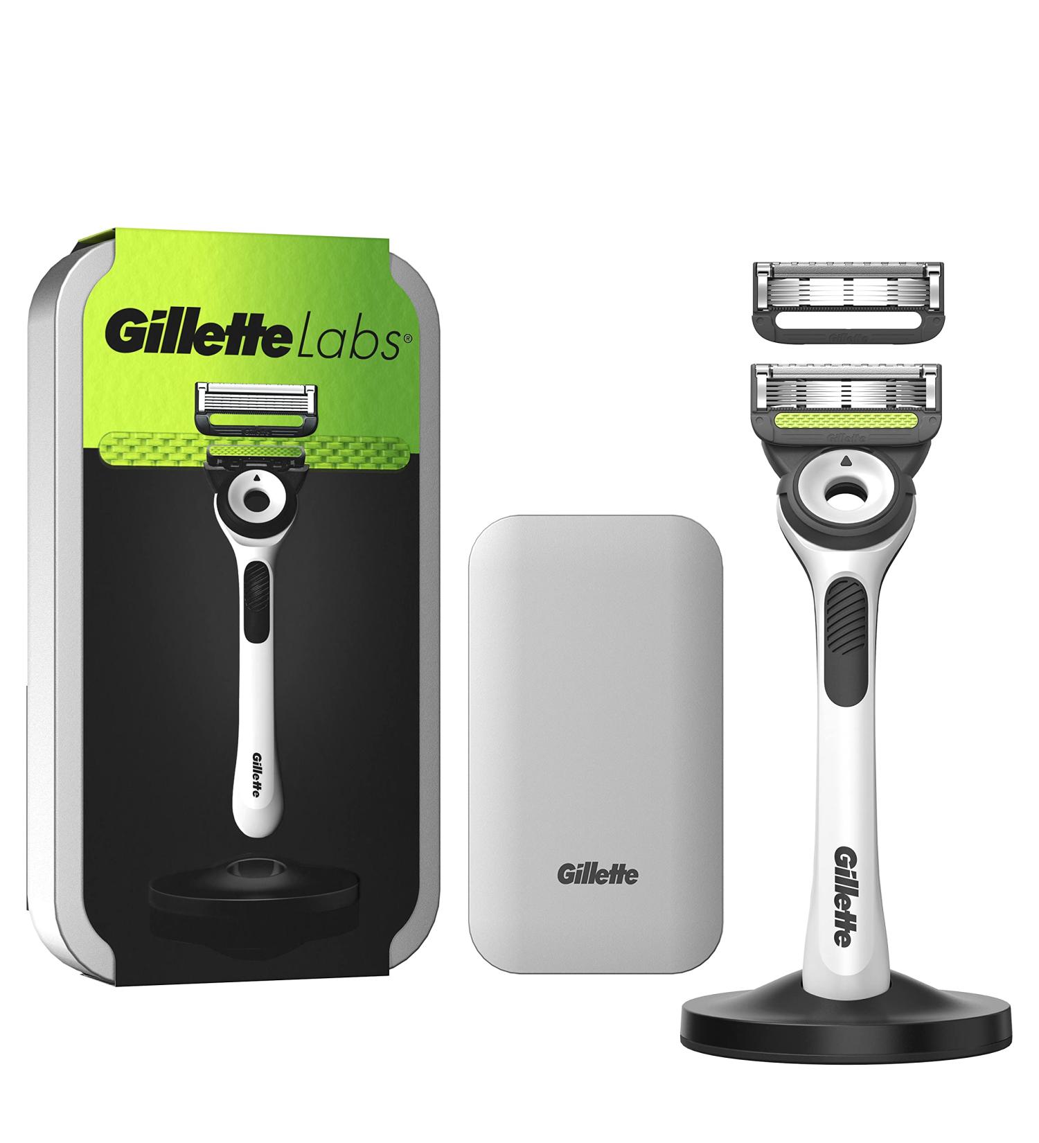 Gillette Labs Exfoliating Razor White Handle 2 Blade Refills Travel Case and Stand silver 2 count 1 count (Pack of 1) - Buy Online on GoSupps.com