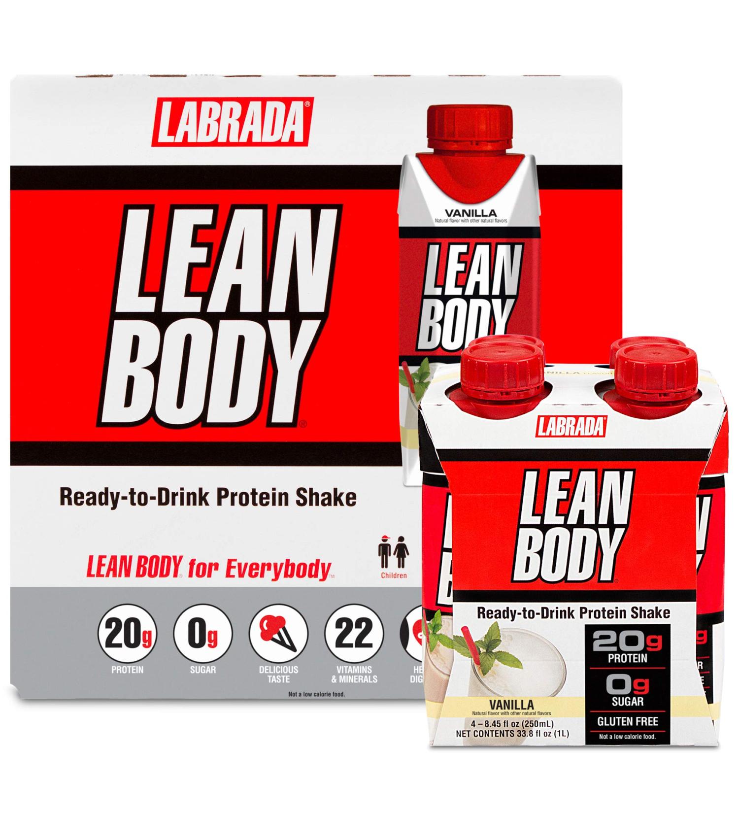 LABRADA Nutrition Lean Body RTD Whey Protein Shake - On-The-Go Meal Replacement (Vanilla, Pack of 16) - Buy Online on GoSupps.com