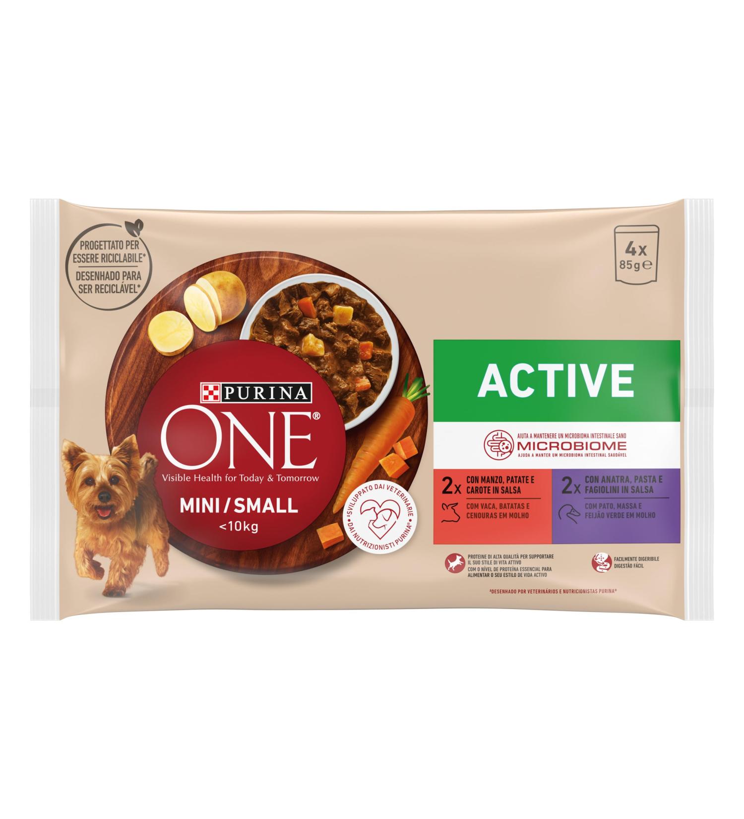 Purina One Active Humido Dog Beef and Duck in Sauce Multipack 48 envelopes of 85 g - Buy Online on GoSupps.com