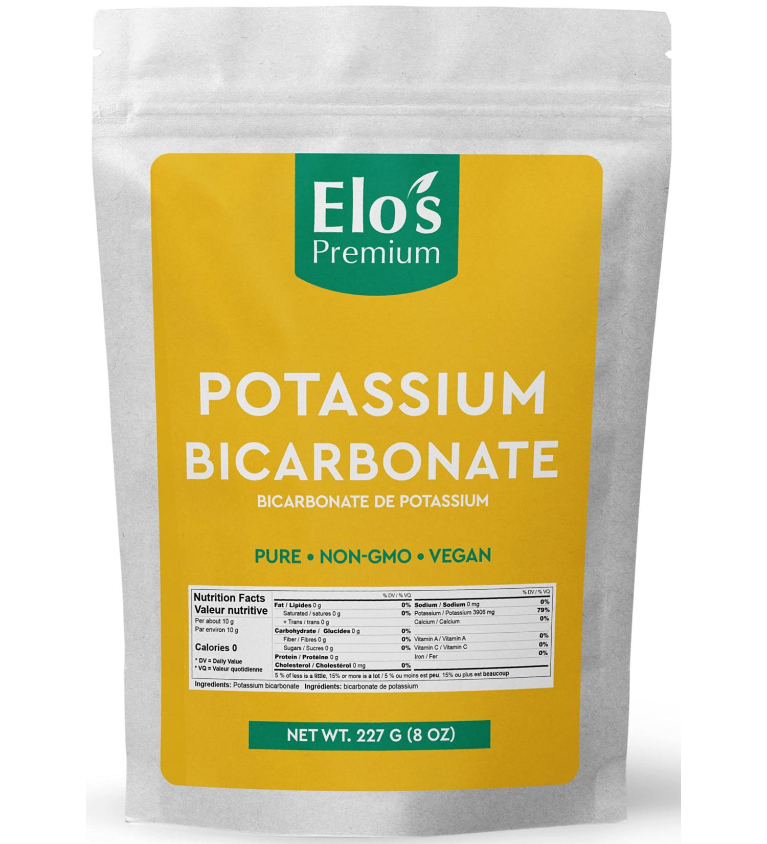 Potassium Bicarbonate (8oz) | Packed in Canada| Leavening Agent Acid Reduction Powder| Used for Winemaking Baking and Plants| by Elo s Premium - Buy Online on GoSupps.com