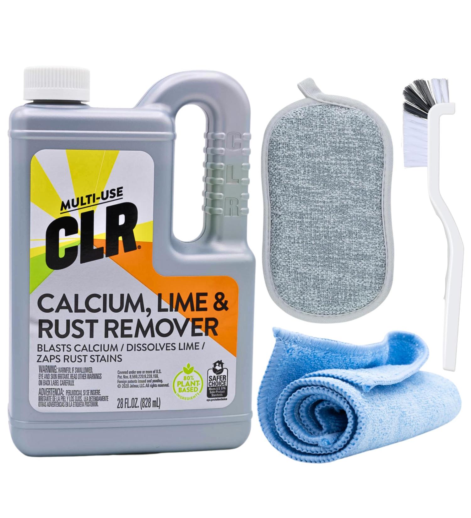 CLR Cleaner Kit - Calcium Lime Rust Remover with Microfiber Towel Grout Brush & Dual-Sided Scrub Pad for Effective Bathroom Kitchen & Toilet Cleaning - International Shipping Available - Buy Online on GoSupps.com