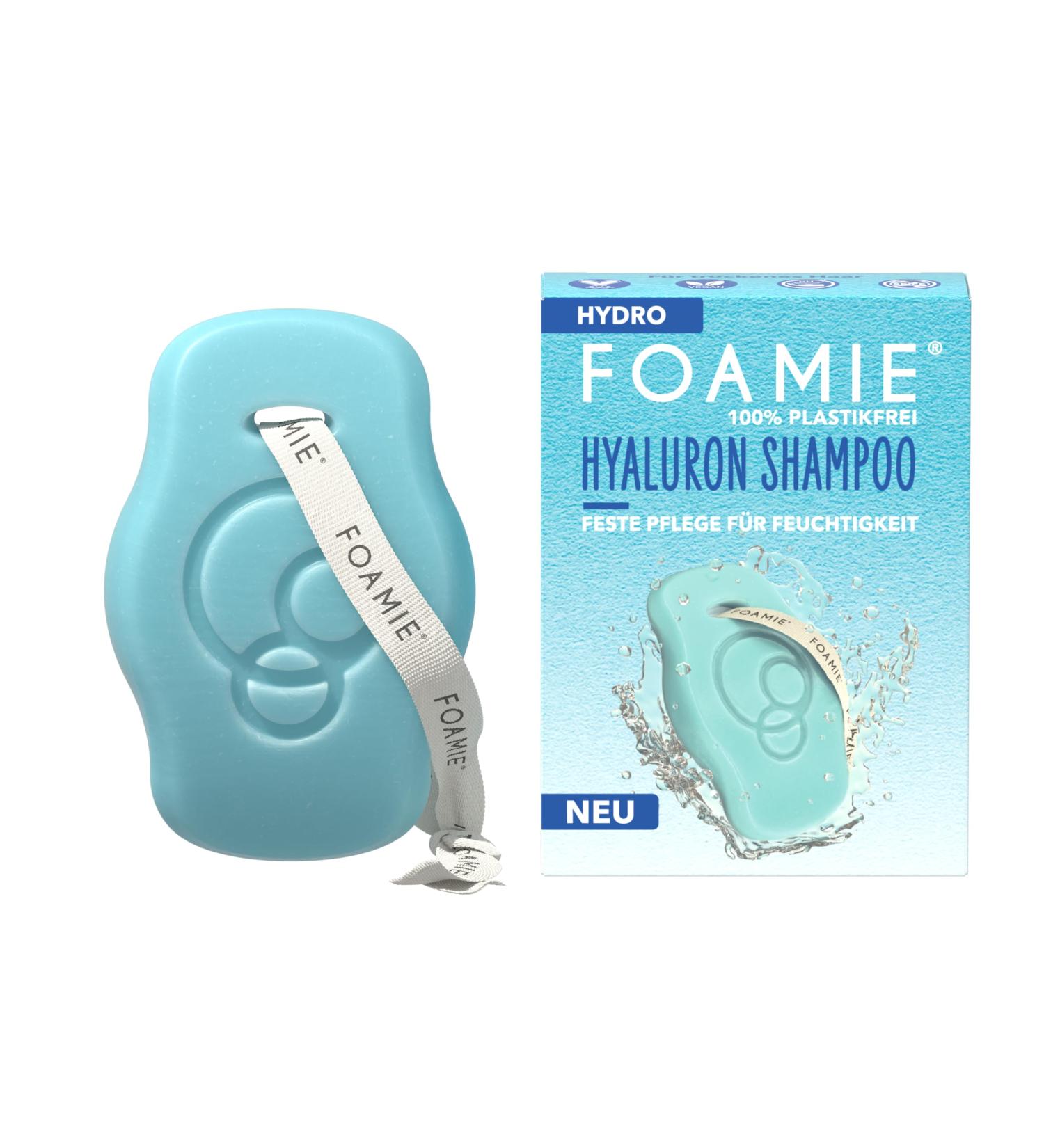 Foamie Hydro Shampoo Bar with Hyaluronic Acid | Moisturizing Booster for Dry Hair | With Aloe Vera and Hyaluronic Acid | Skin-Friendly pH | Vegan & Plastic-Free | 80 g - Buy Online on GoSupps.com