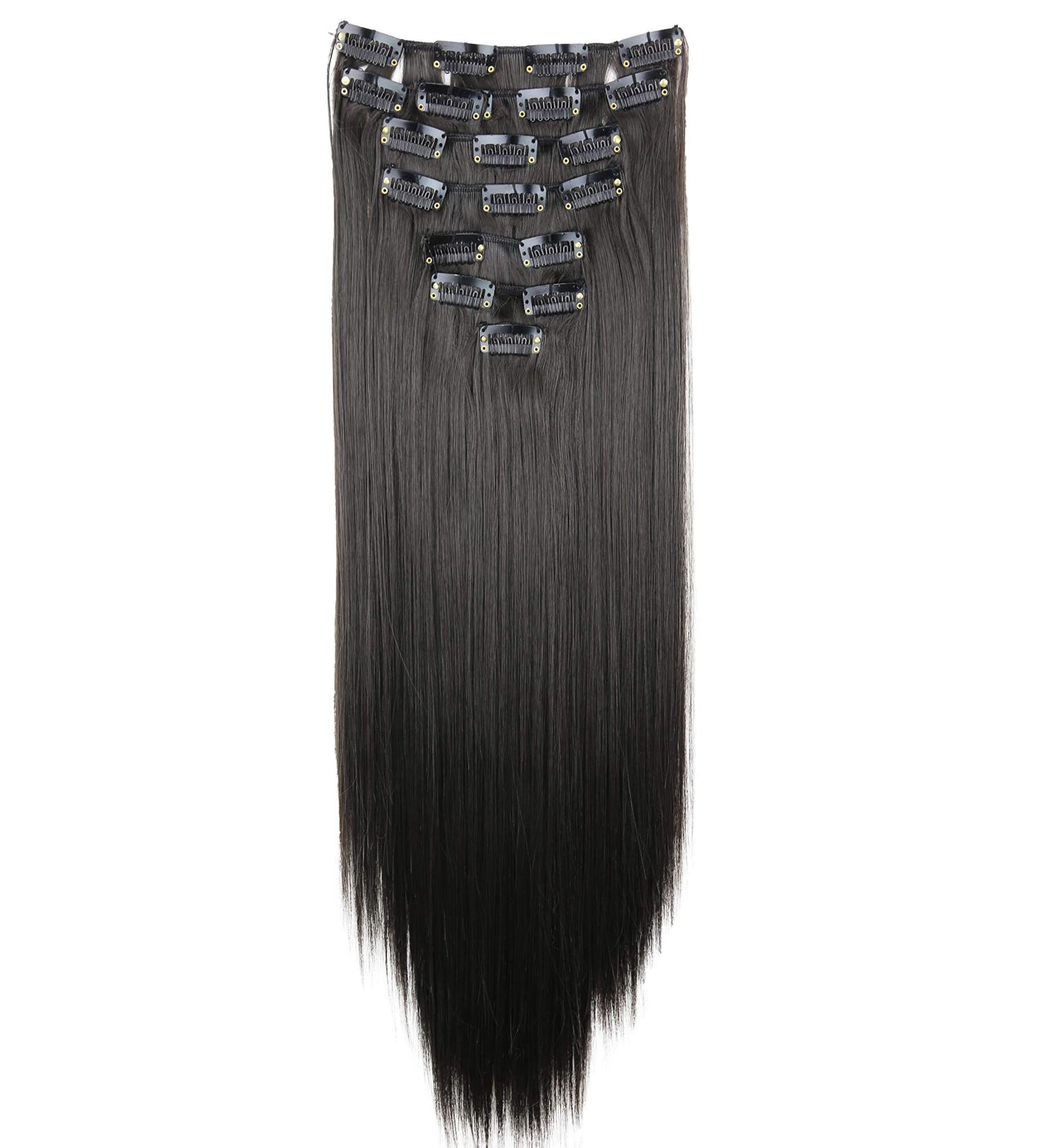 CAISHA by PRETTYSHOP XXL 24" 8 Pieces Set Clip In Extensions Hair Extension Hairpiece Straight Chocolate Brown CES21 chocolate brown #4 CES21