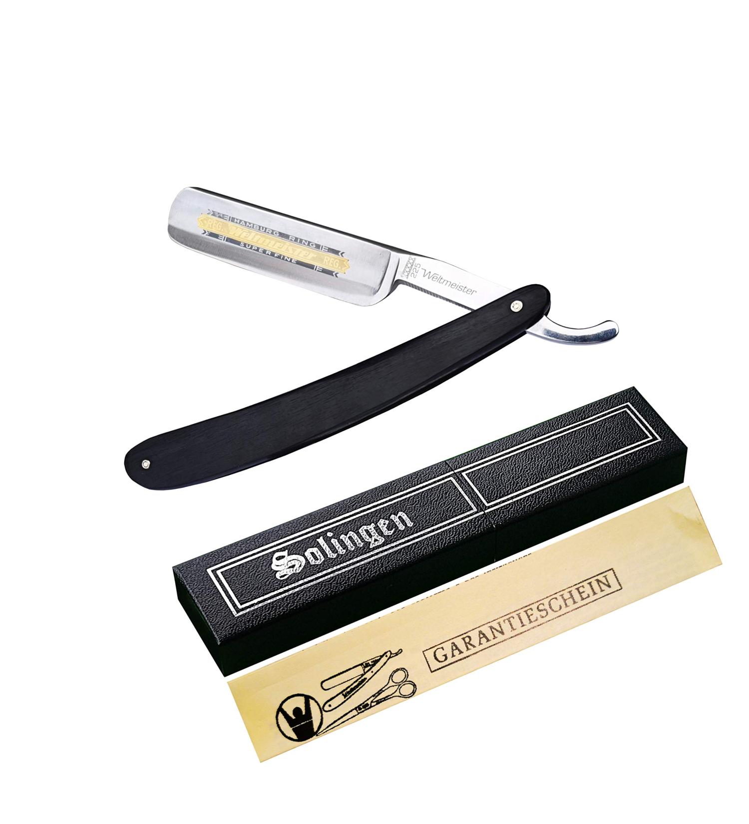 Solingen Weltmeister Razor 5/8 - Premium Gold Etching Ebony Handle | International Shipping Available - Buy Online on GoSupps.com