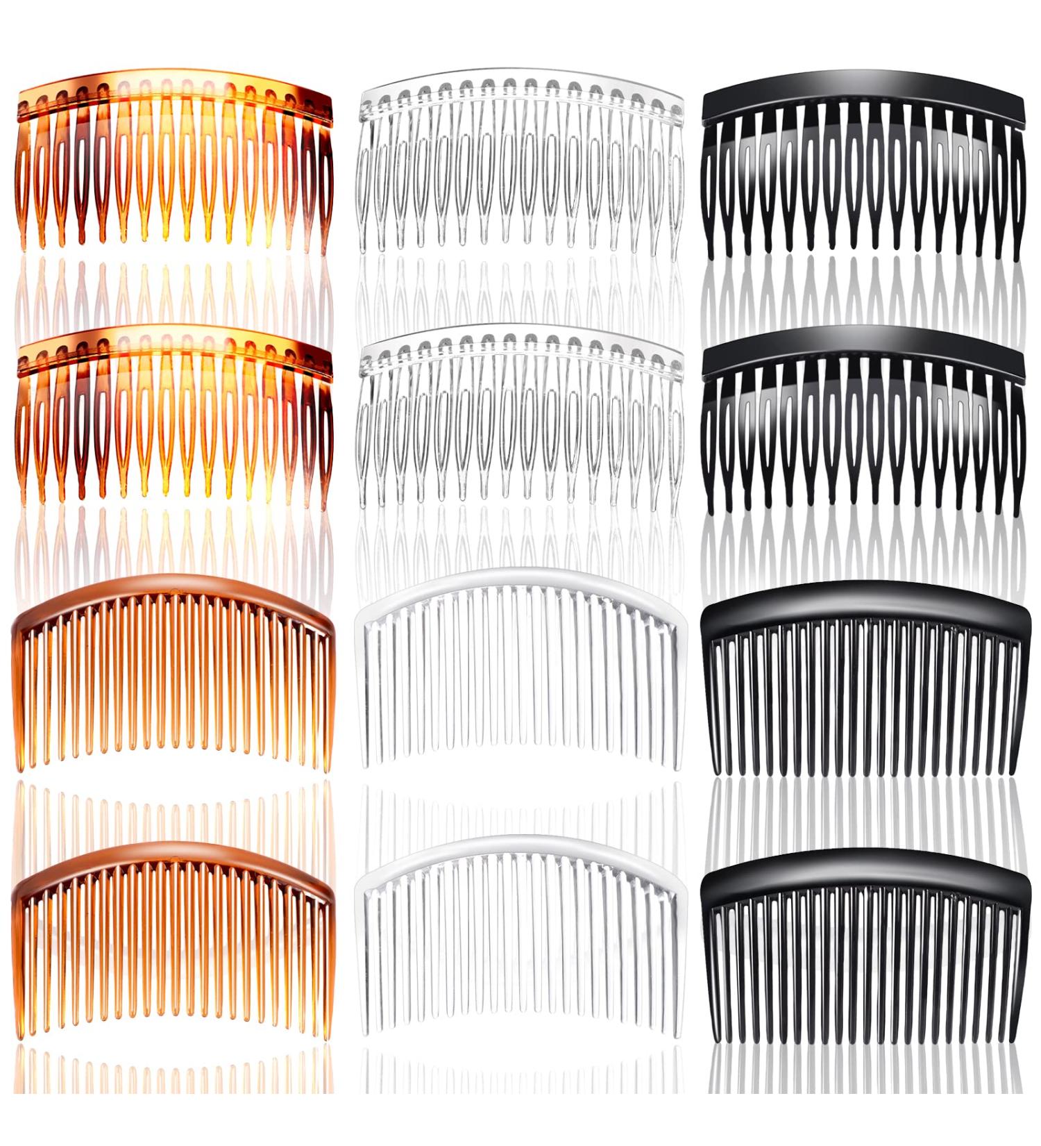 SUNNOW 12Pcs Hair Combs Slides - Plastic French Twist Decorative Hair Accessories for Women Girls - 16 and 23 Teeth (Black, Transparent, Brown) - Buy Online on GoSupps.com