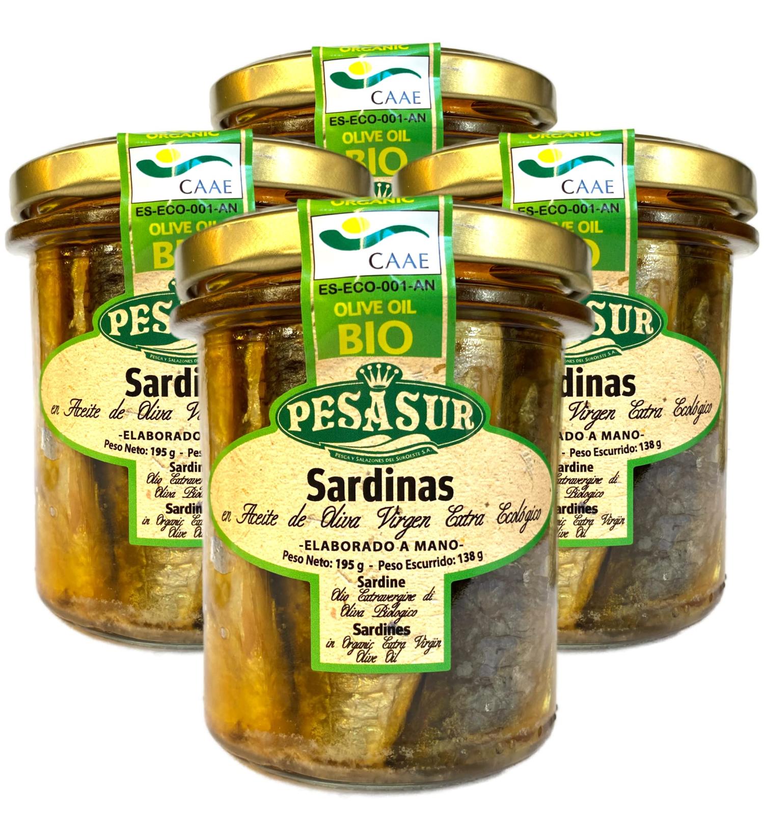 Soldimar Pesasur Sardines in Organic Extra Virgin Olive Oil 195g (Pack of 4) - Buy Online on GoSupps.com