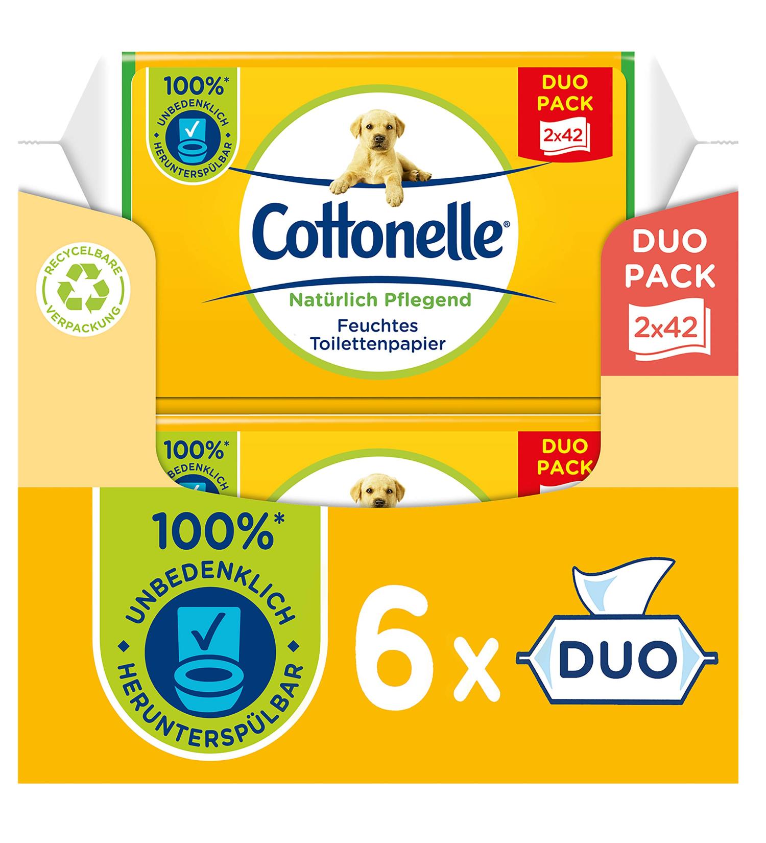 Buy Cottonelle Moist Toilet Paper - Nourishing Chamomile & Aloe Vera Biodegradable Plastic-Free Duo Pack (6x84 Wipes) | International Shipping Available - Buy Online on GoSupps.com
