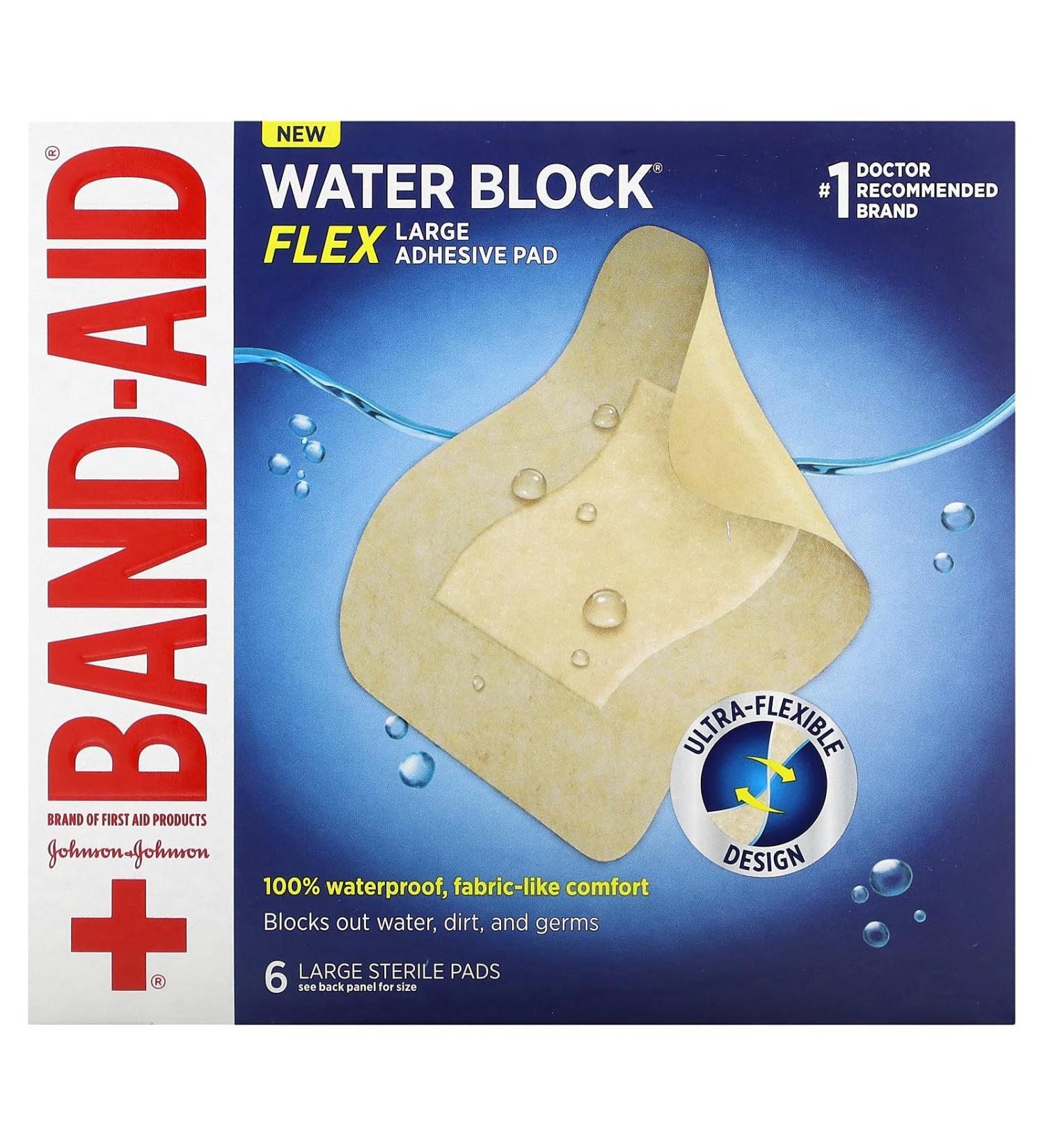 Buy Band-Aid Brand Water Block Flex 100% Waterproof Adhesive Bandage Pads - Large 6 ct | Fast International Shipping - Buy Online on GoSupps.com
