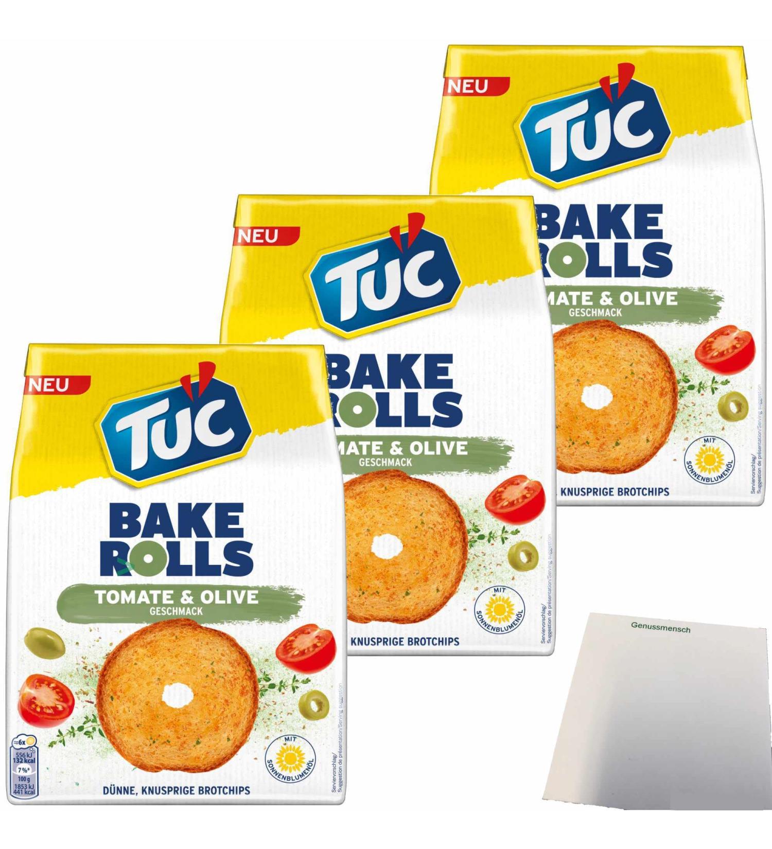 TUC Bake Rolls Tomato Olive Bread Crisps (Pack of 3 x 150g) + usy Block - Buy Online on GoSupps.com