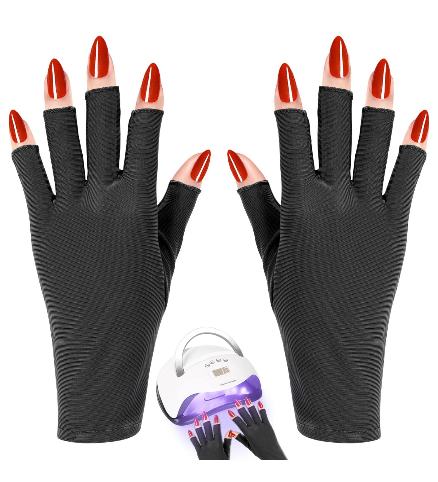 RAYOCON UV Gloves for Nail Lamp | UPF50+ UV Protection Fingerless Gloves | Black Manicure Gloves for Nail UV Light - Buy Online on GoSupps.com