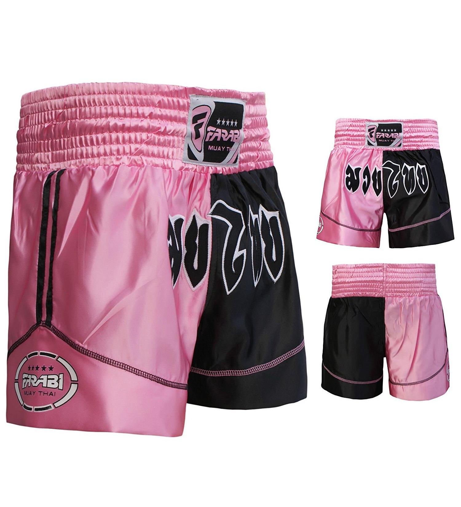 Farabi Muay Thai Shorts - Small Pink/Black | Training MMA Boxing Shorts - Buy Online on GoSupps.com