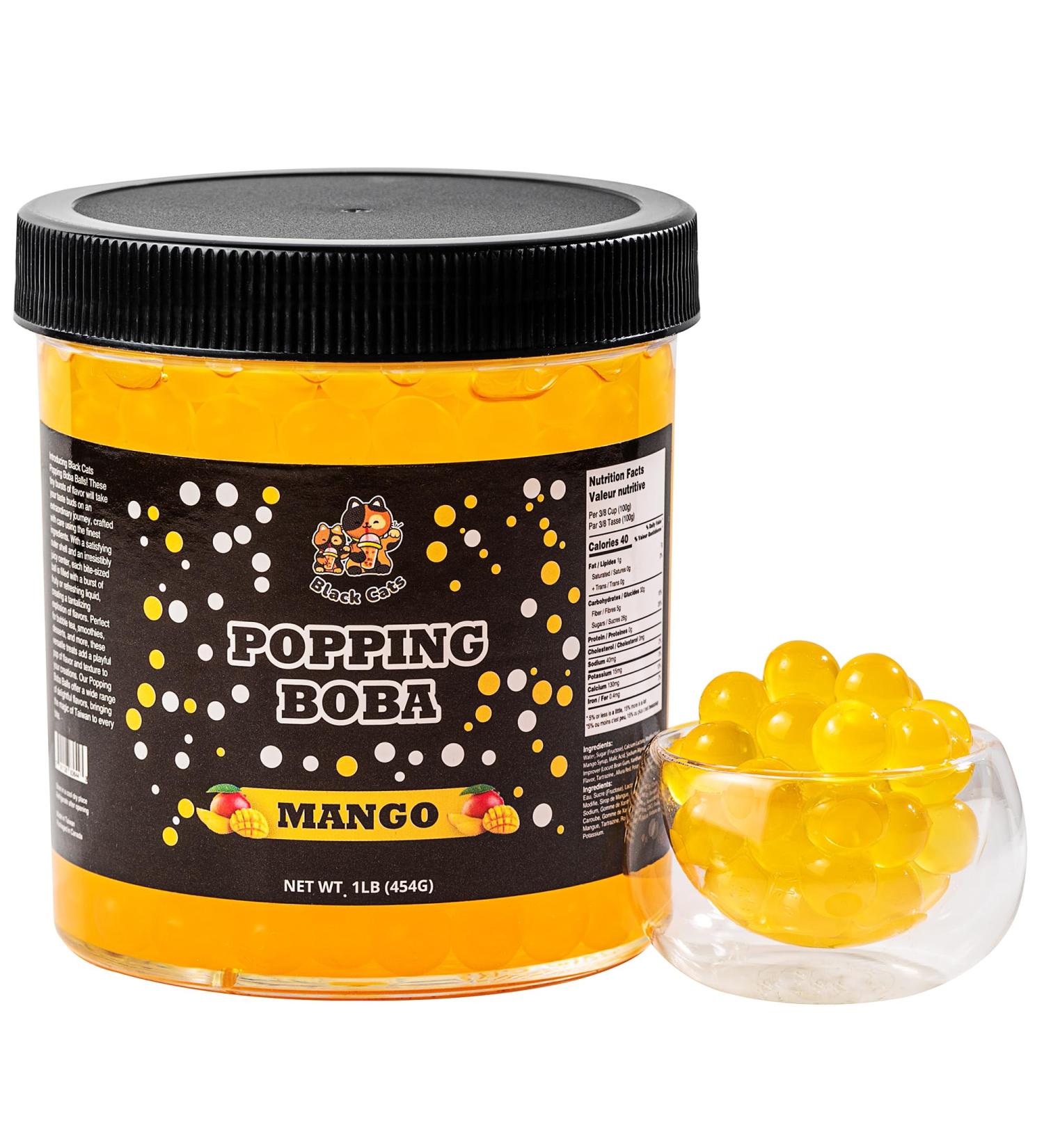 Popping Boba Pearls | Mango Flavor | 1LB (454g) | Bursting Tea Balls for Drinks Desserts Smoothies and Snack Toppings | Bubble Tea Tapioca Pearl Mix - Buy Online on GoSupps.com
