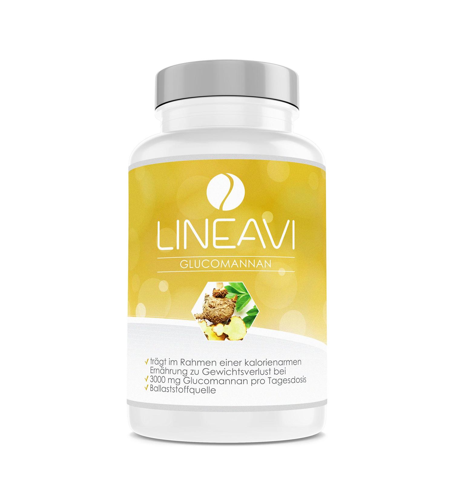 Lineavi Glucomannan 3000mg - Herbal Fiber from Konjac Root for Weight Loss | 120 Saturation Capsules Made in Germany - Buy Online on GoSupps.com