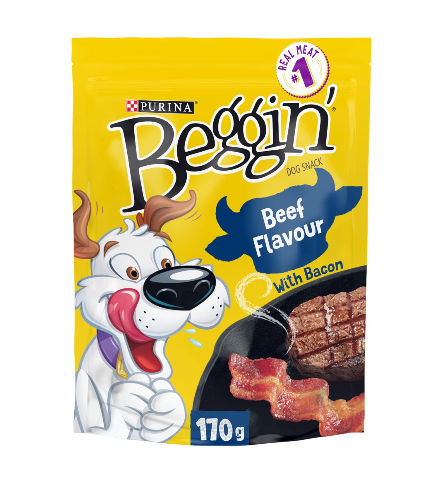 Beggin' Strips Dog Treats Beef and Bacon - 170 g Pouch (1 Pack) - Buy Online on GoSupps.com