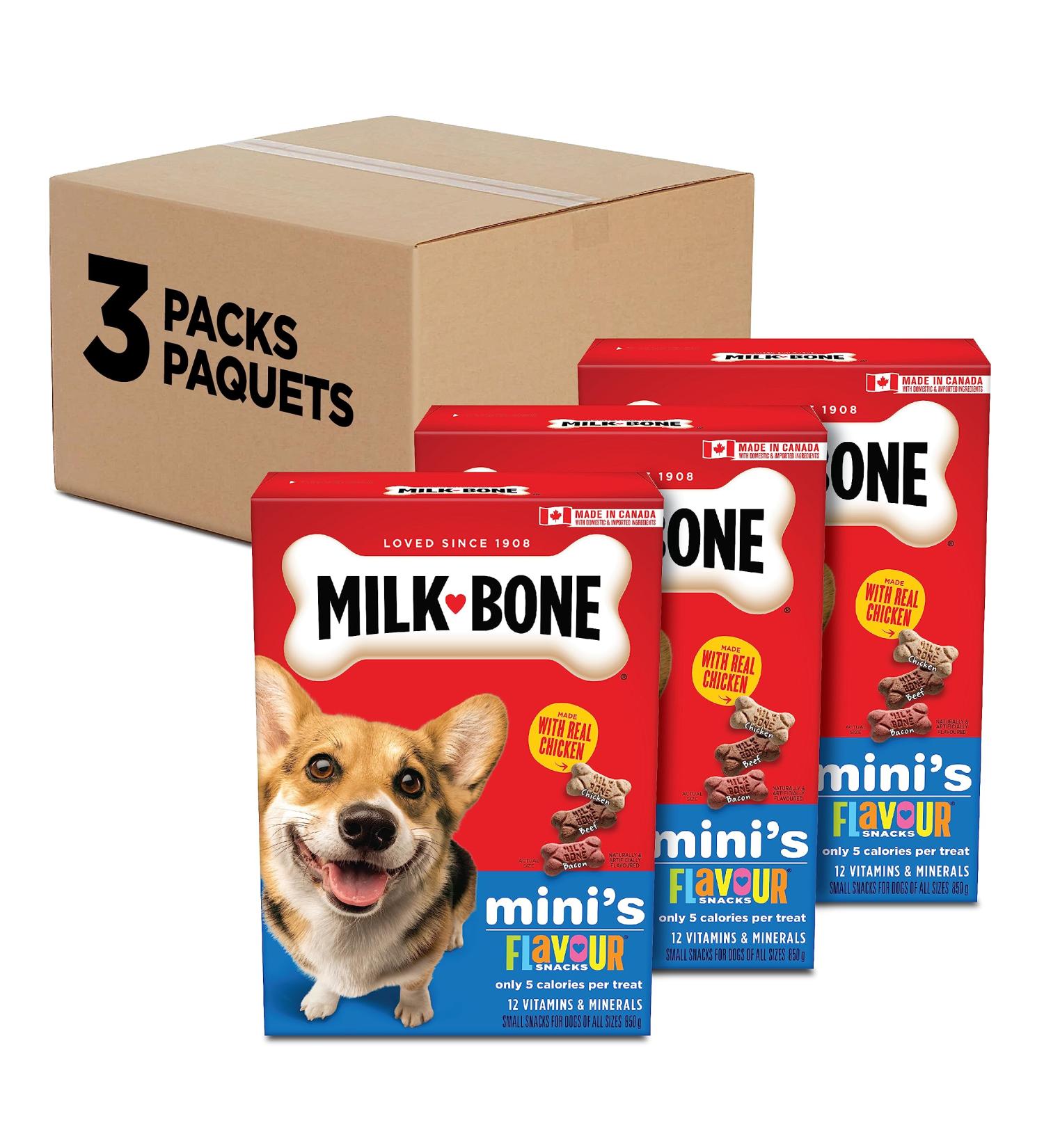 Milk-Bone Flavour Snacks Dog Biscuits Mini Sized Dog Treats Assorted Flavours 850g Boxes (Pack of 3) Mini dog 850g (Pack of 3) - Buy Online on GoSupps.com