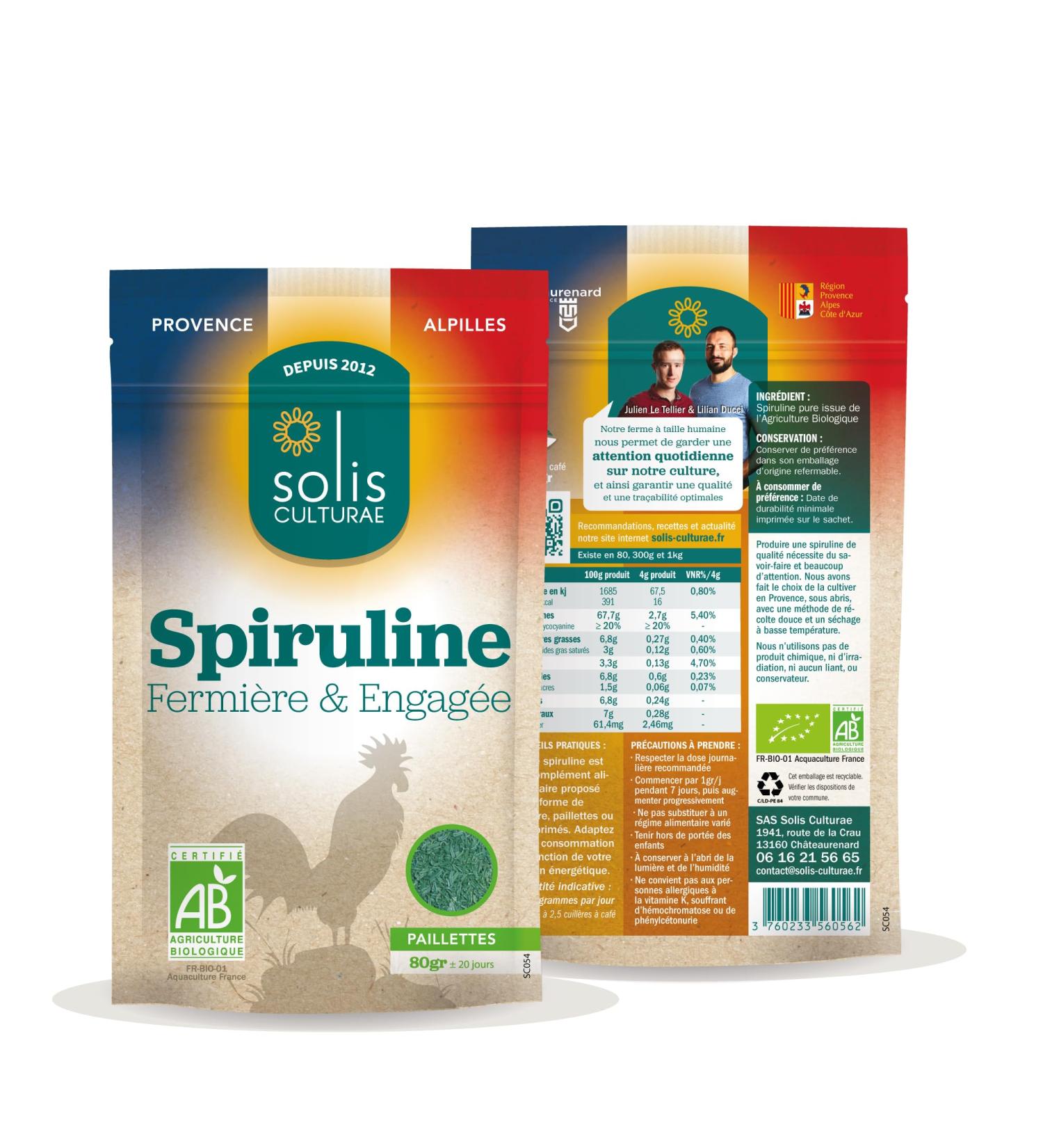 Organic Spirulina 100% French 1 sachet of 80 g AB Glitter (cure 20 days) Direct Producer Rich in Iron Minerals Vitamins and Antioxidants Boosts the body and immune defenses - Buy Online on GoSupps.com