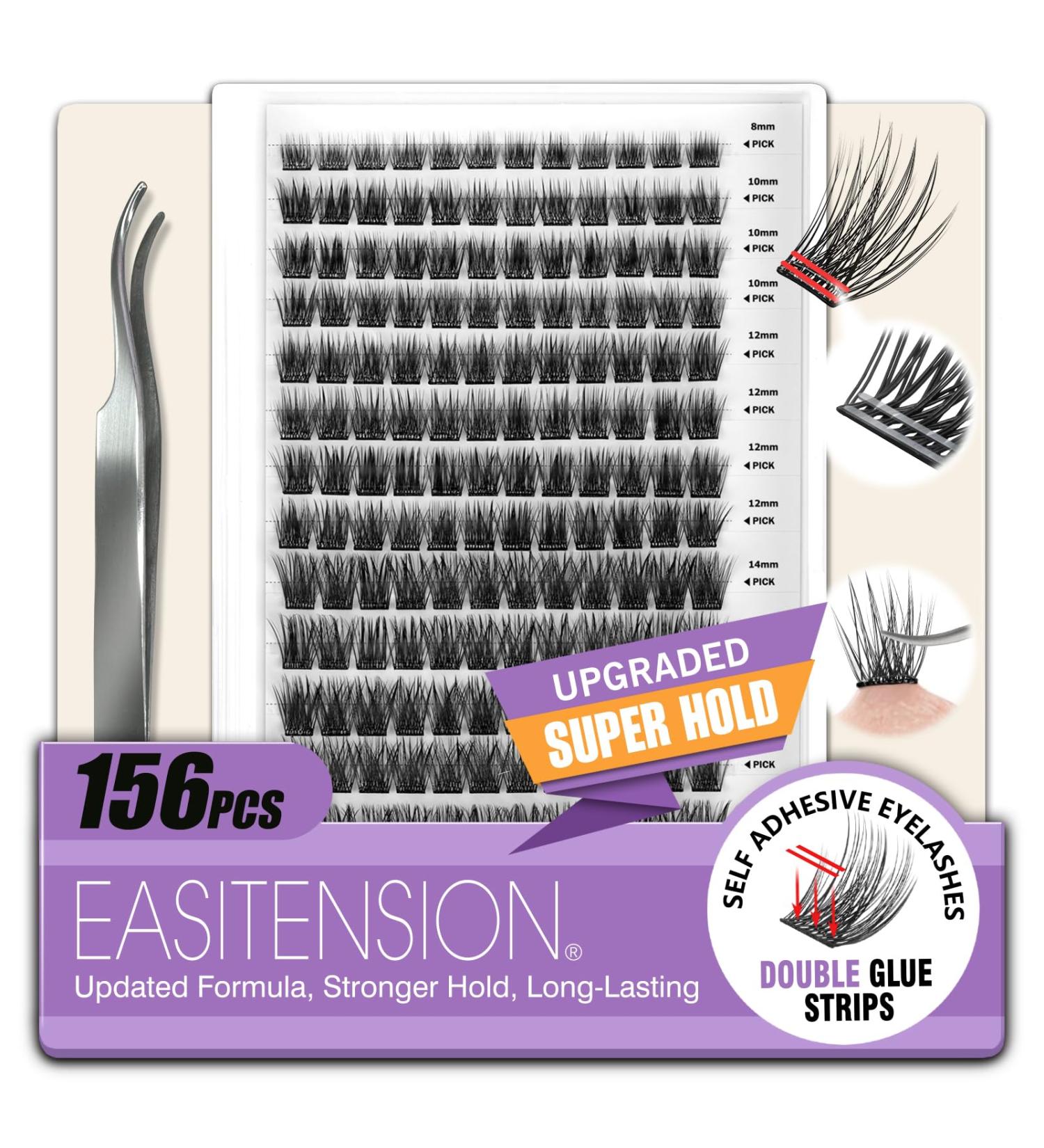 Self Adhesive Eyelashes Kit - 156 PCS EASITENSION DIY Reusable Lash Clusters | No Glue No Remover Residue-Free - Buy Online on GoSupps.com