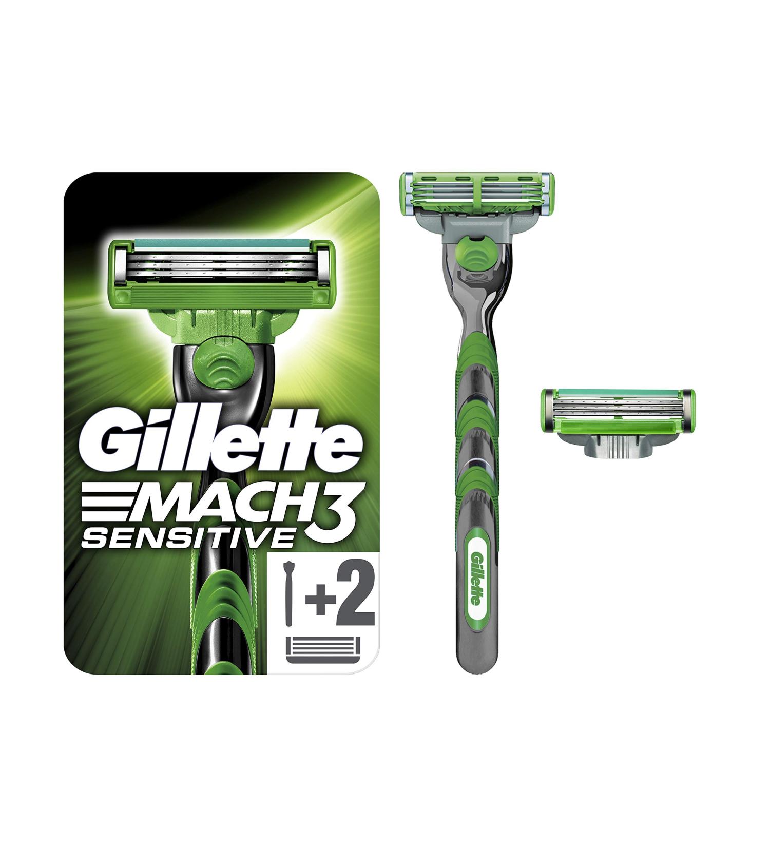 Buy Gillette Mach3 Sensitive Razor Set - 1 Razor & 2 Blades | International Shipping Available - Buy Online on GoSupps.com