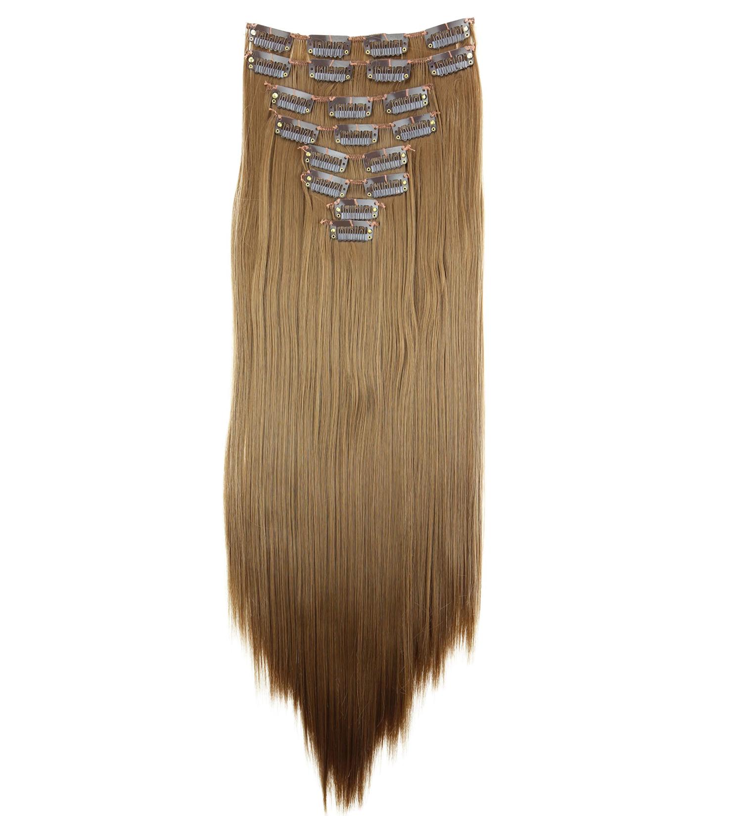 CAISHA PRETTYSHOP XXL 20 Long 8 Pieces Clip In Extensions Hair Extension Synthetic Fiber Straight Dark Blond #27 - CES107 - Buy Online on GoSupps.com