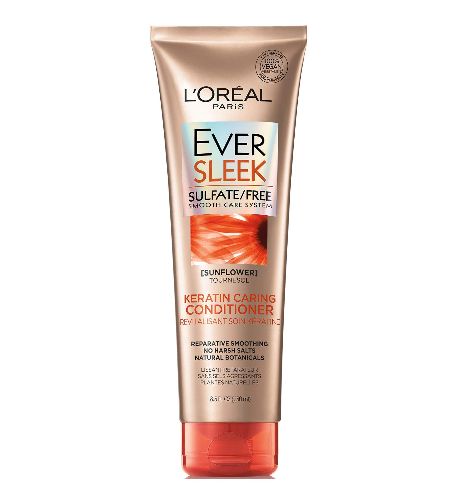 L'Oreal EverSleek Sulfate Free Keratin Conditioner with Sunflower Oil - 8.5 Fl Oz - Buy Online on GoSupps.com